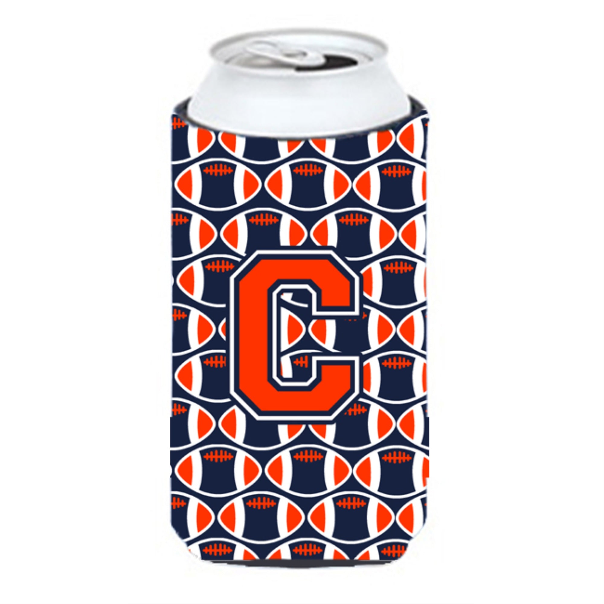 Letter C Football Orange, Blue And White Tall Boy Beverage Insulator Hugger Cj1066-Ctbc