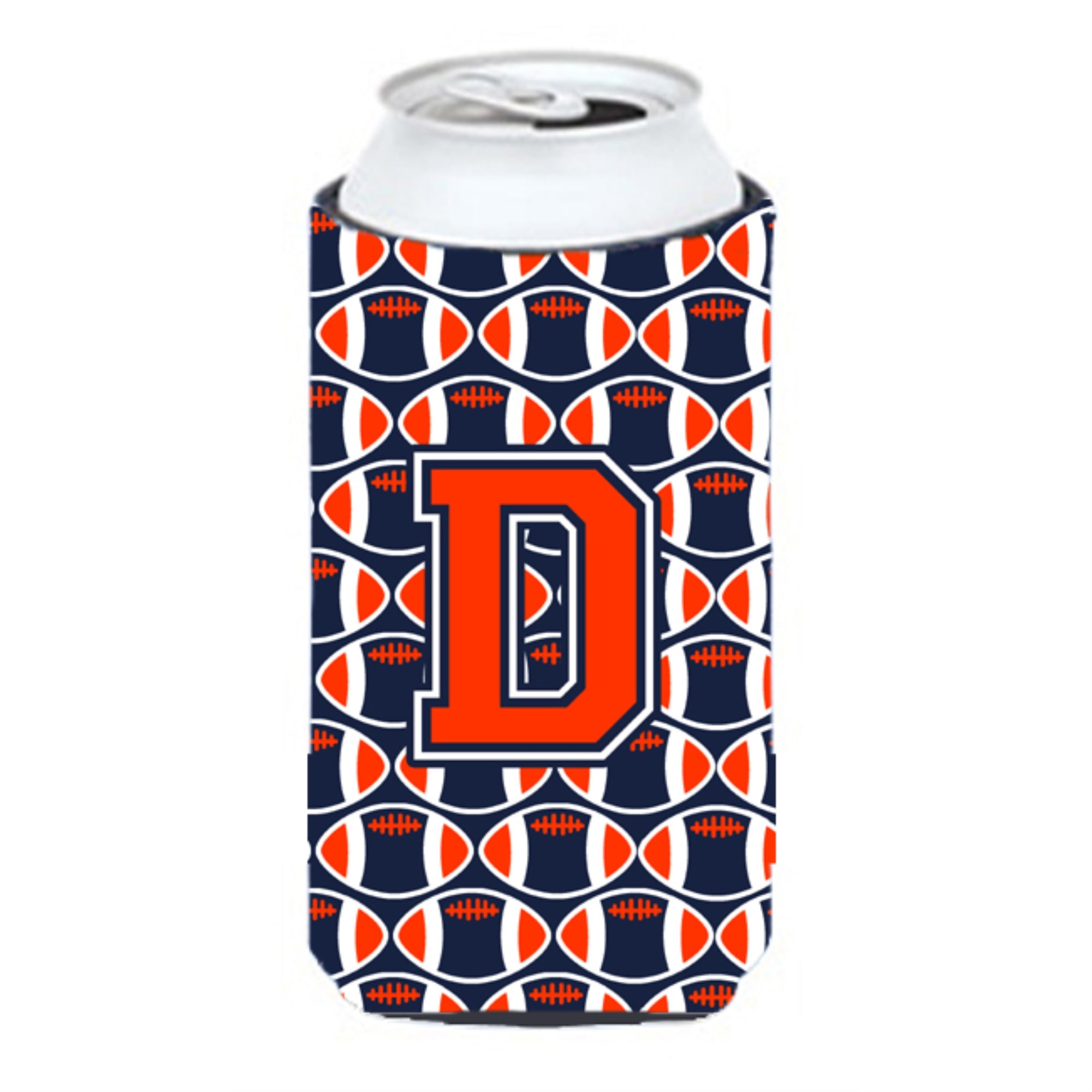 Letter D Football Orange, Blue And White Tall Boy Beverage Insulator Hugger Cj1066-Dtbc