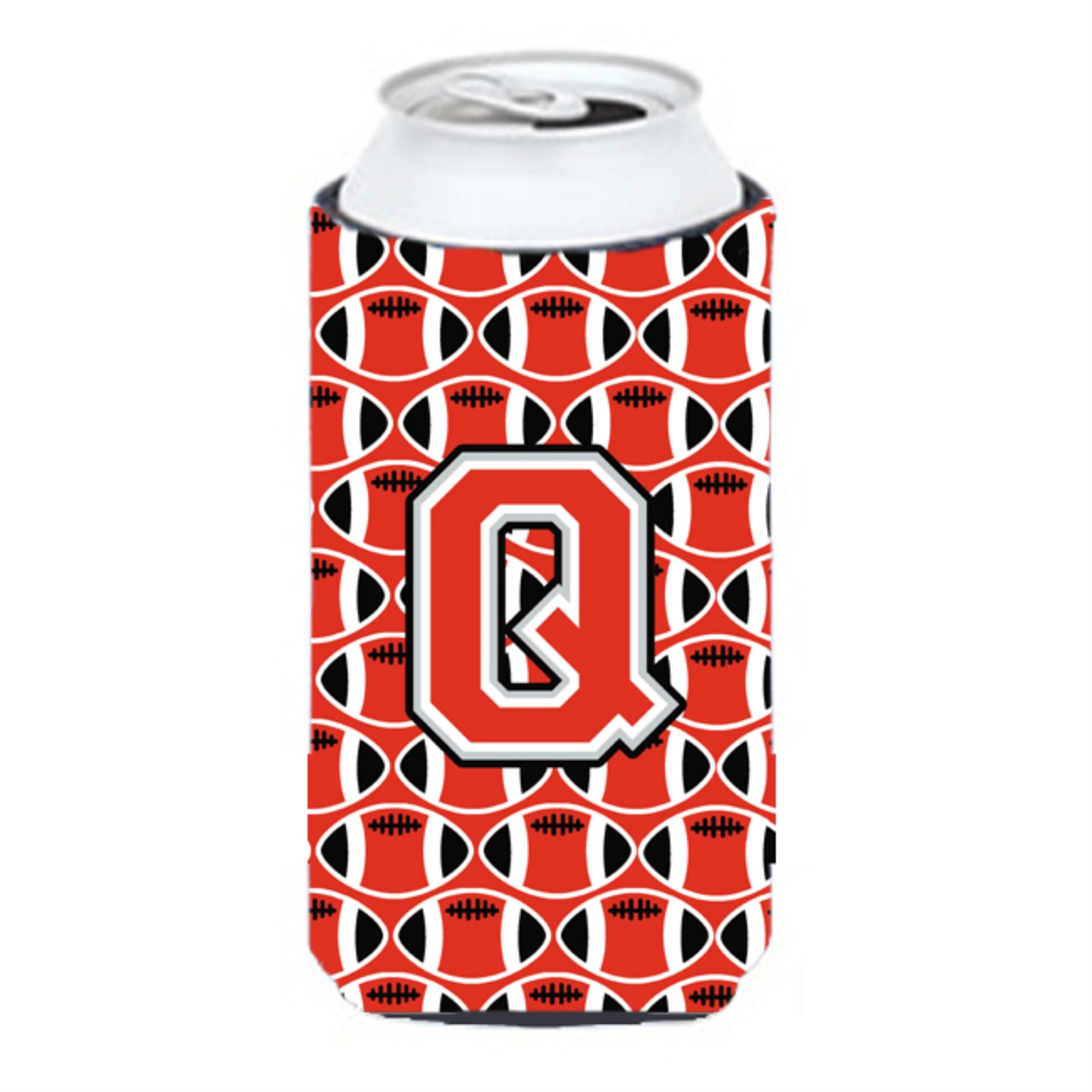 Letter Q Football Scarlet And Grey Tall Boy Beverage Insulator Hugger Cj1067-Qtbc