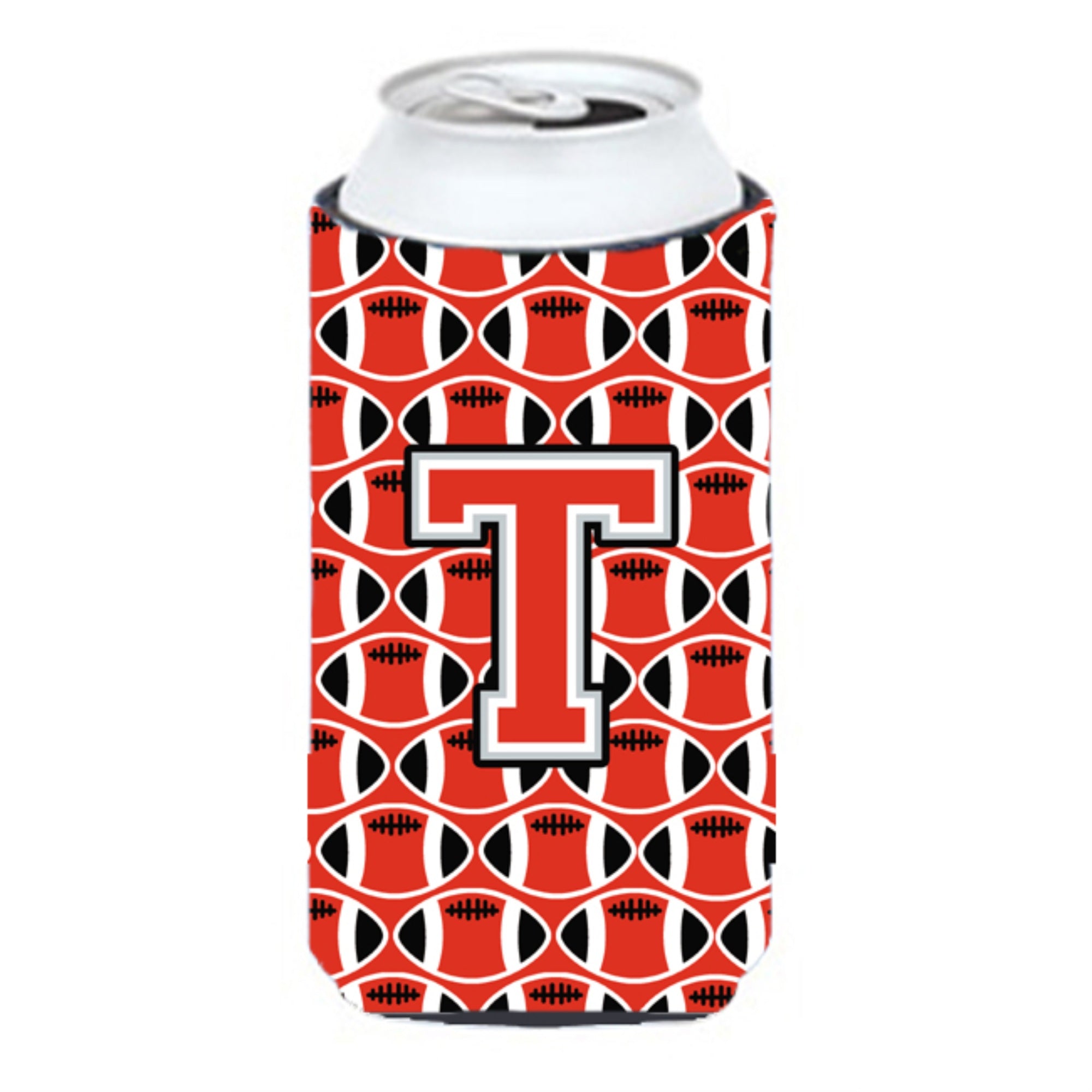 Letter T Football Scarlet And Grey Tall Boy Beverage Insulator Hugger Cj1067-Ttbc