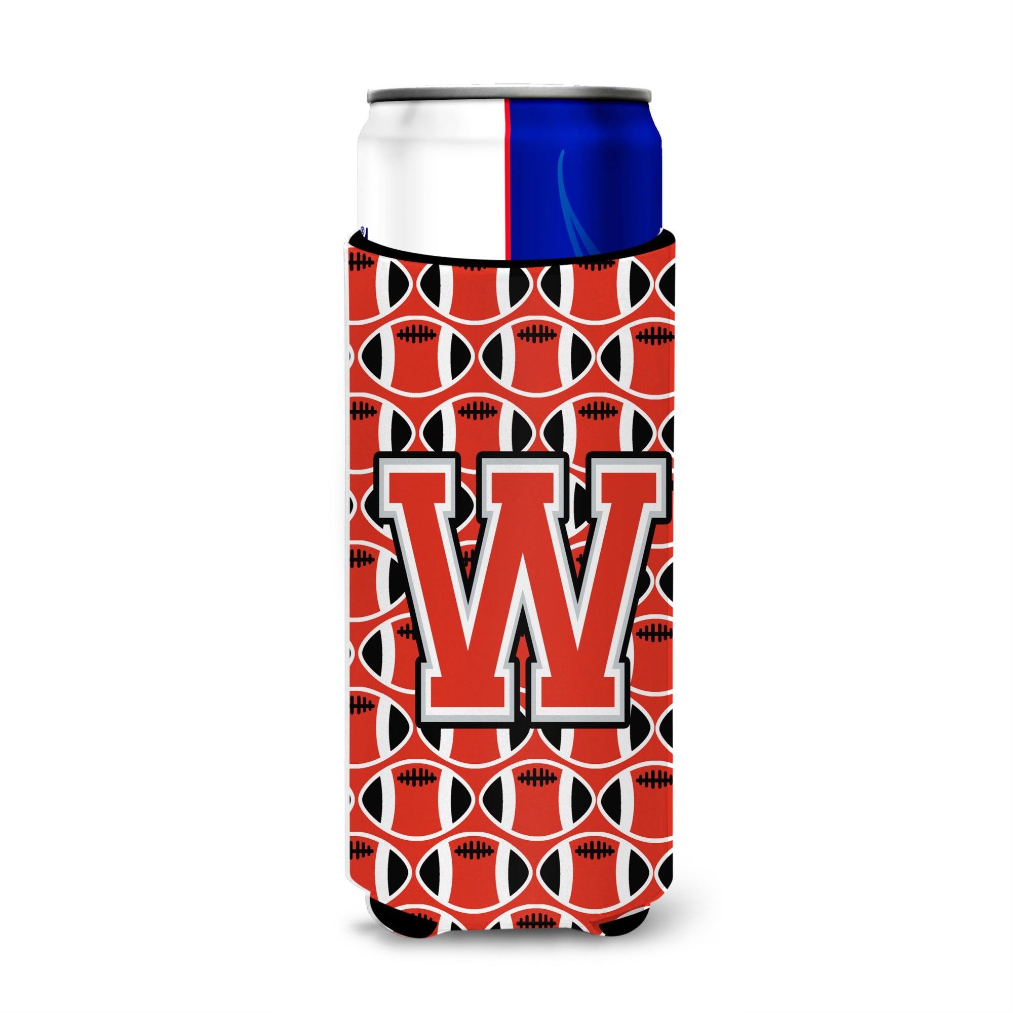 Letter W Football Scarlet And Grey Ultra Beverage Insulators For Slim Cans Cj1067-Wmuk