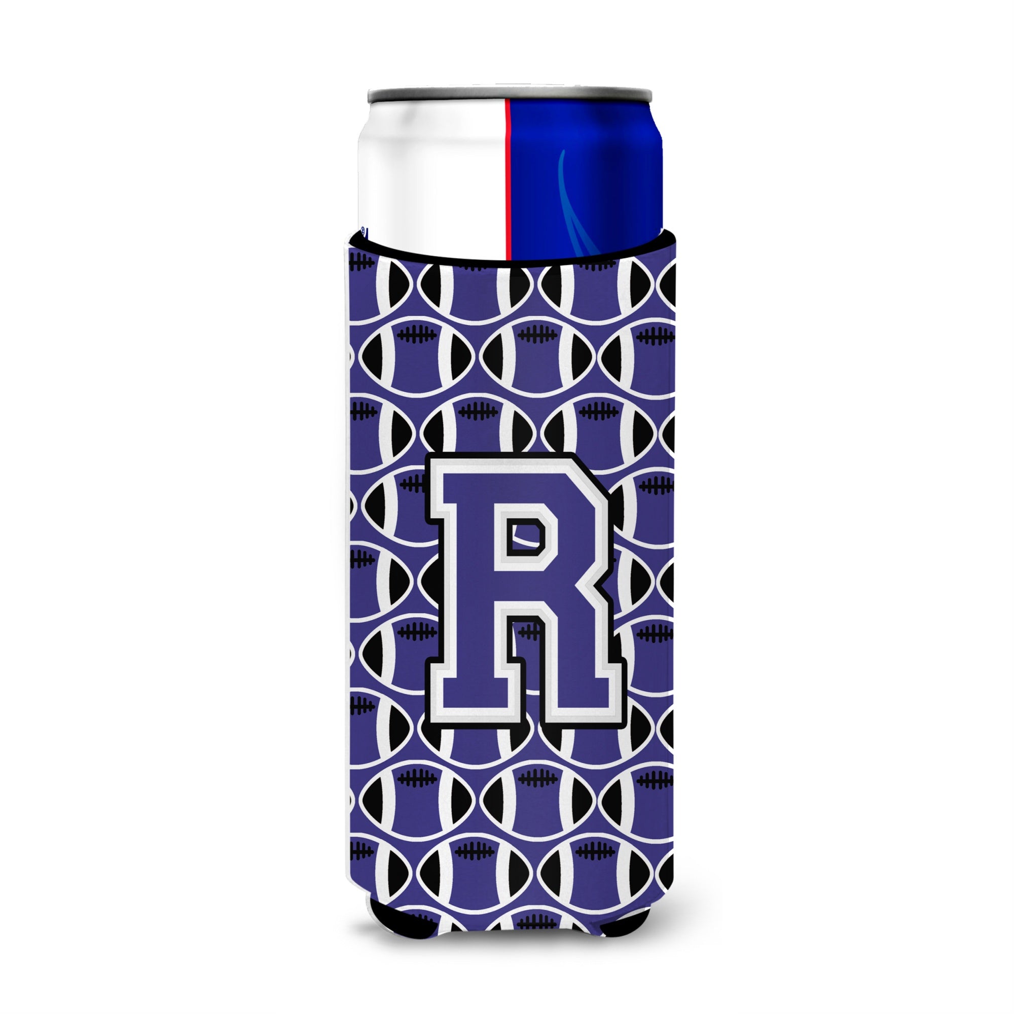 Letter R Football Purple And White Ultra Beverage Insulators For Slim Cans Cj1068-Rmuk