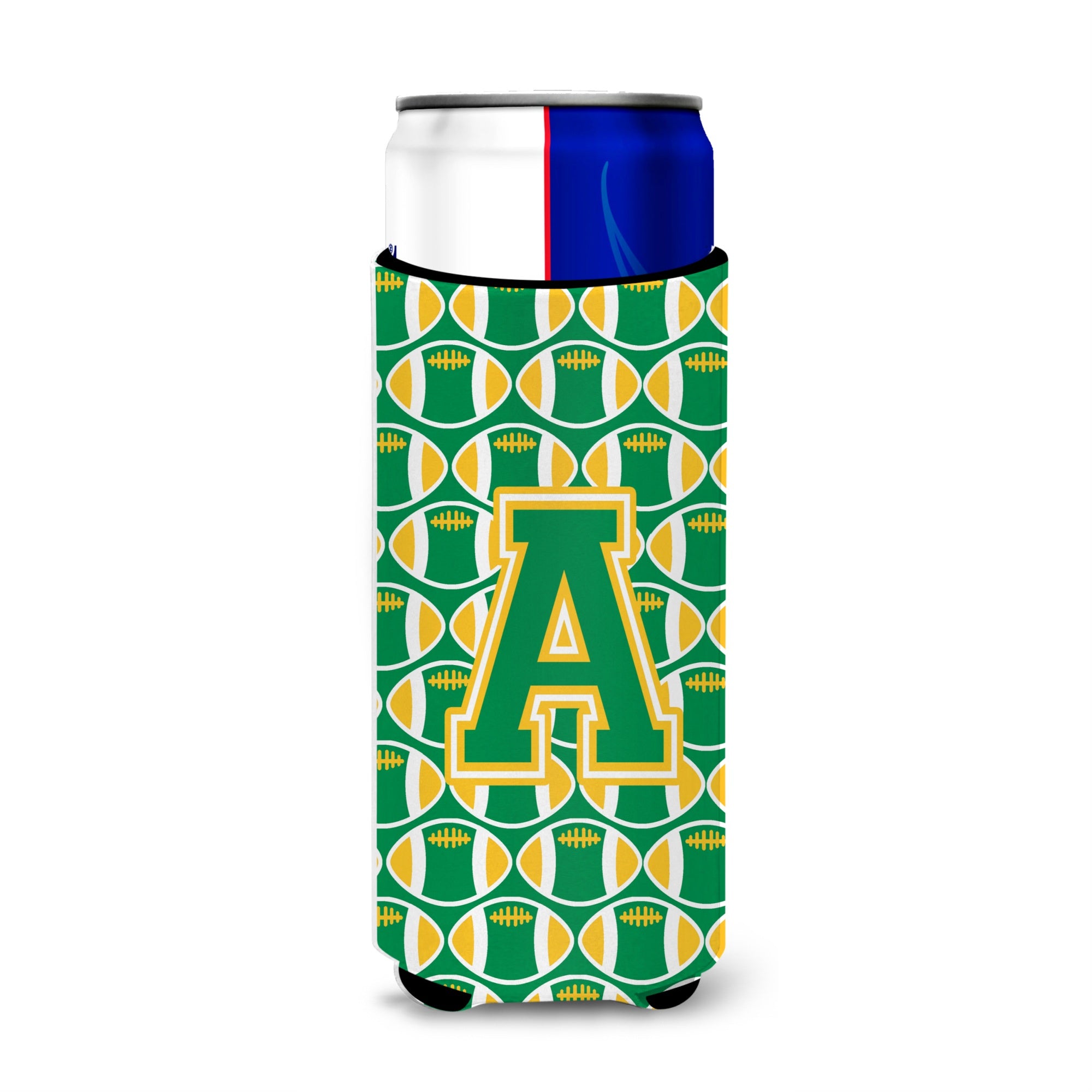 Letter A Football Green And Gold Ultra Beverage Insulators For Slim Cans Cj1069-Amuk