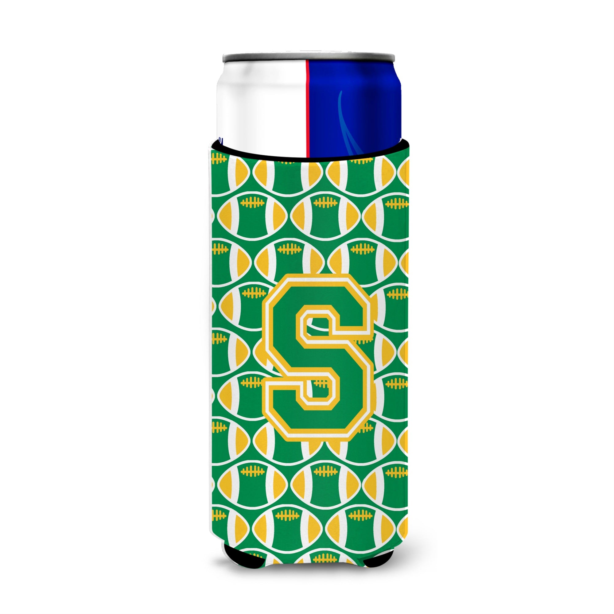 Letter S Football Green And Gold Ultra Beverage Insulators For Slim Cans Cj1069-Smuk