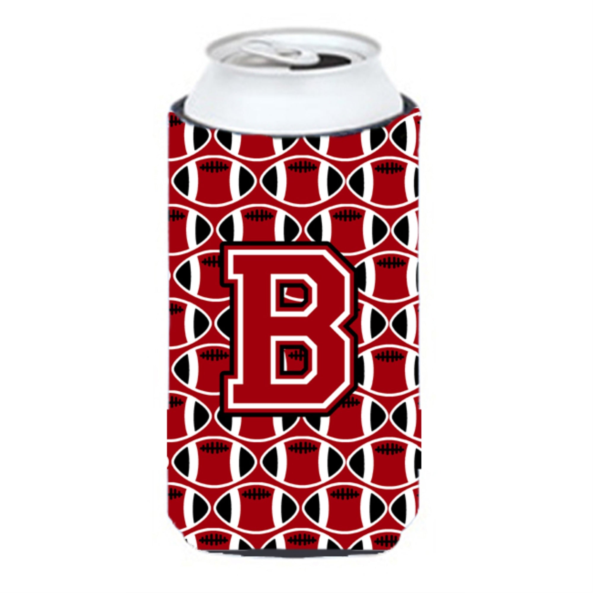 Letter B Football Red, Black And White Tall Boy Beverage Insulator Hugger Cj1073-Btbc