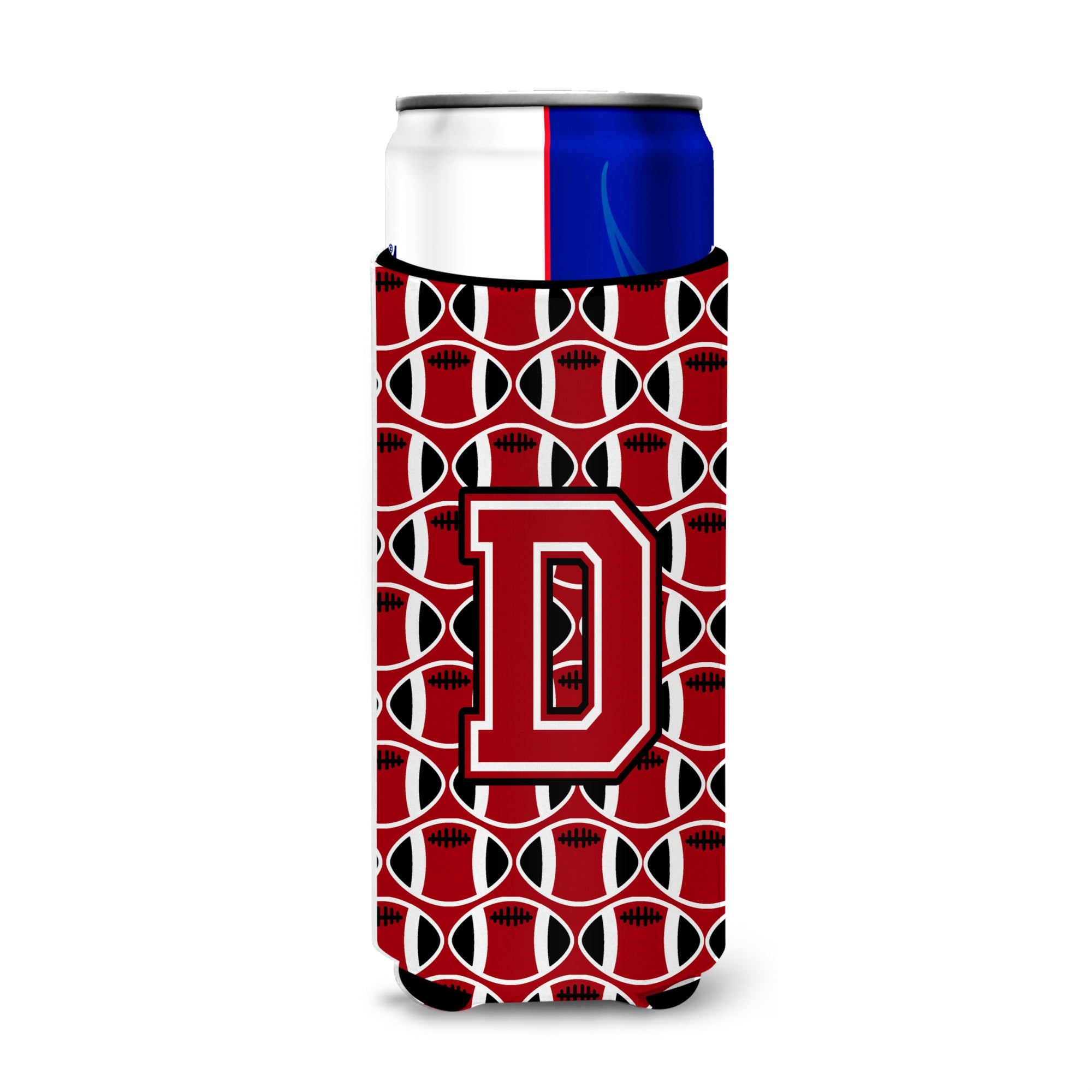 Letter D Football Red, Black And White Ultra Beverage Insulators For Slim Cans Cj1073-Dmuk