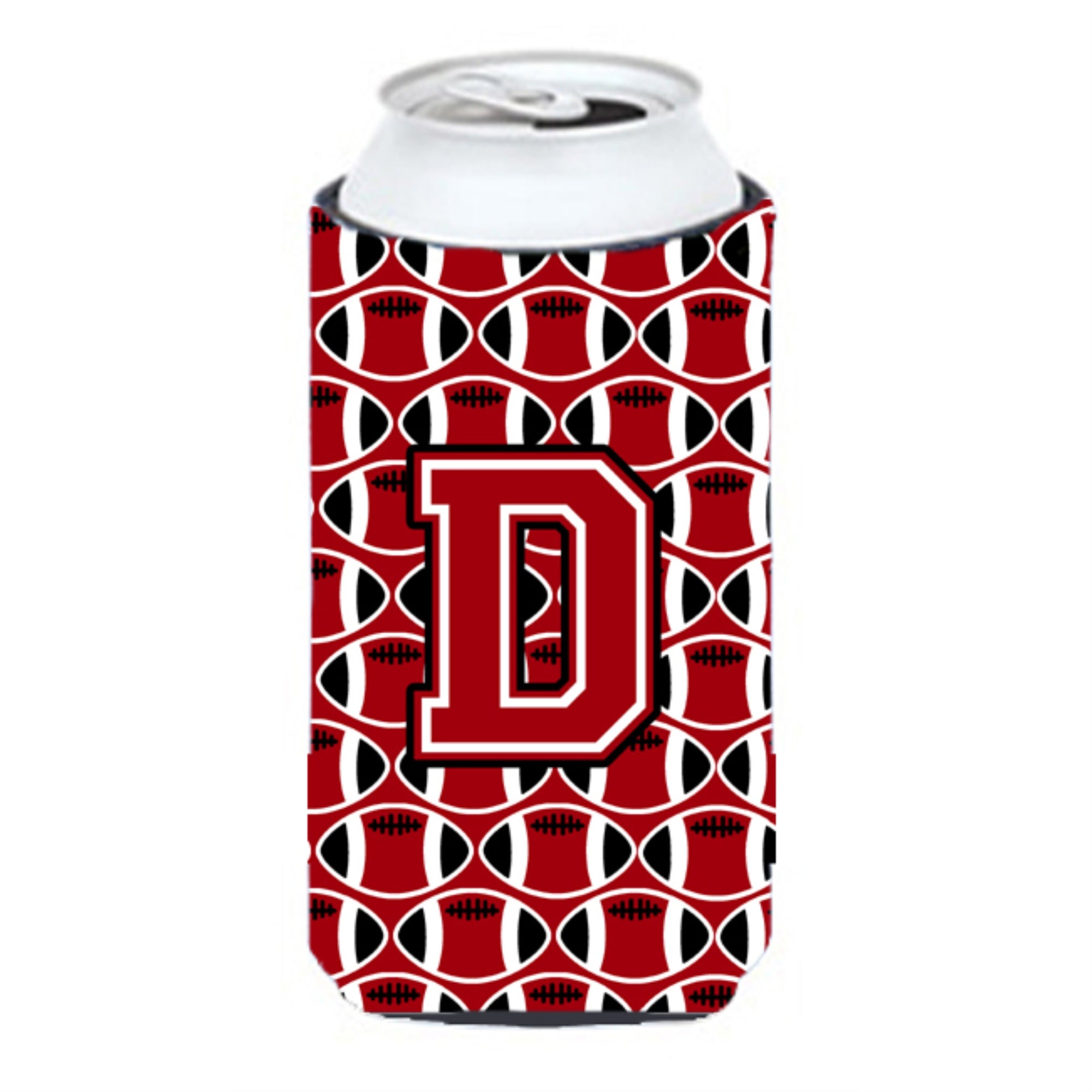 Letter D Football Red, Black And White Tall Boy Beverage Insulator Hugger Cj1073-Dtbc