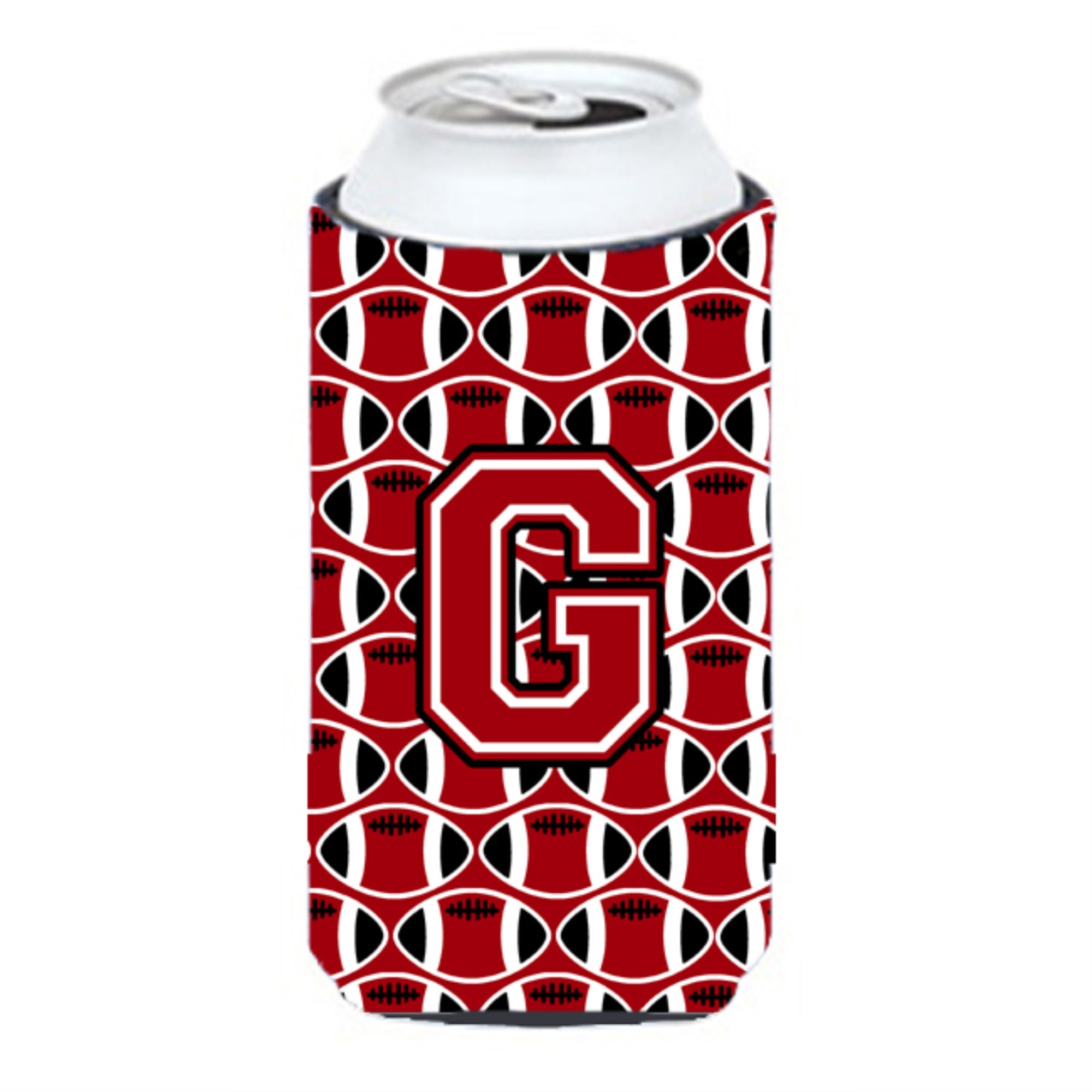 Letter G Football Red, Black And White Tall Boy Beverage Insulator Hugger Cj1073-Gtbc