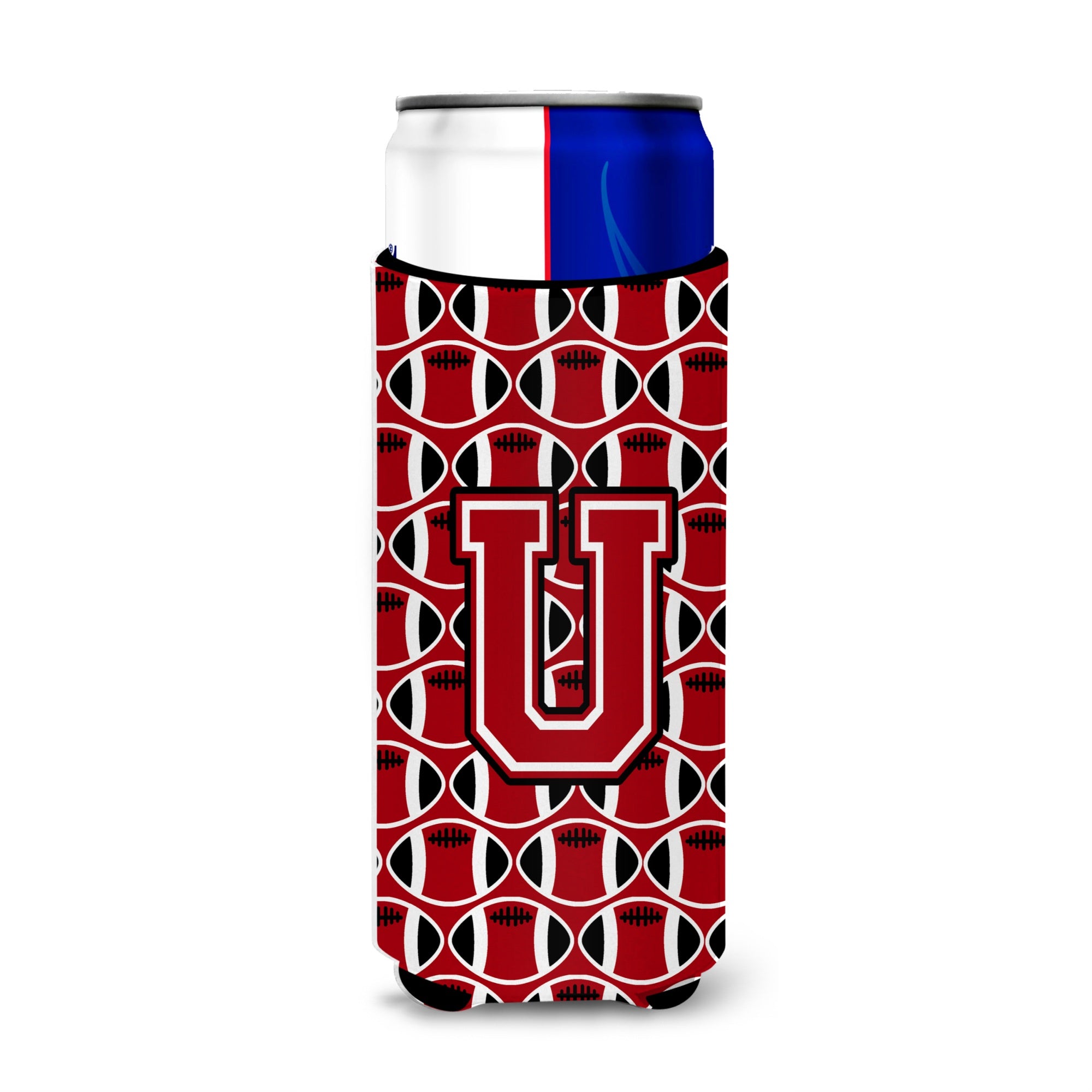Letter U Football Red, Black And White Ultra Beverage Insulators For Slim Cans Cj1073-Umuk
