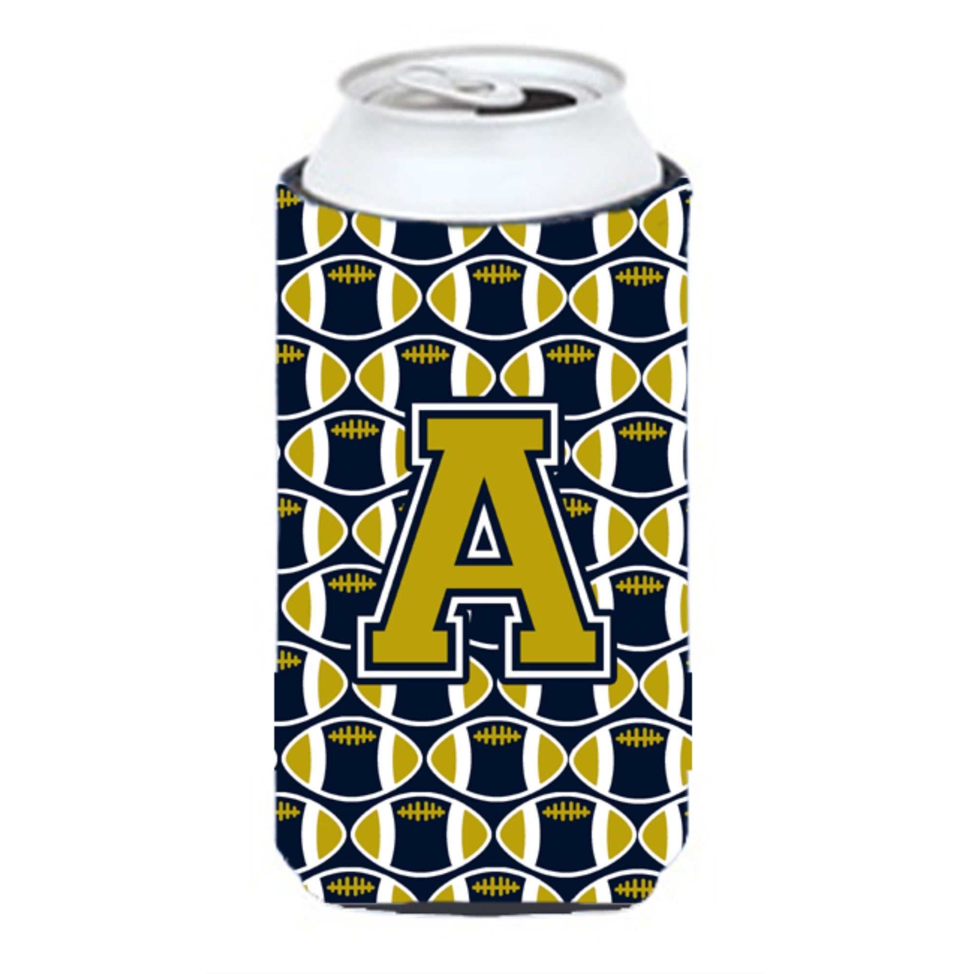 Letter A Football Blue And Gold Tall Boy Beverage Insulator Hugger Cj1074-Atbc