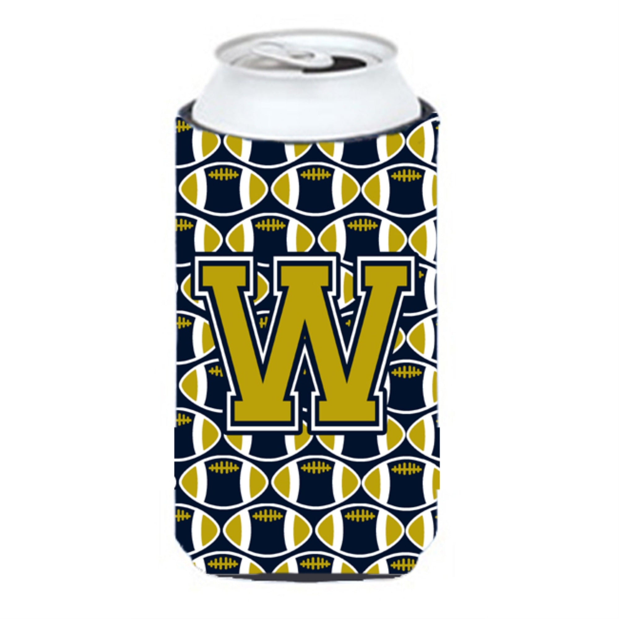 Letter W Football Blue And Gold Tall Boy Beverage Insulator Hugger Cj1074-Wtbc
