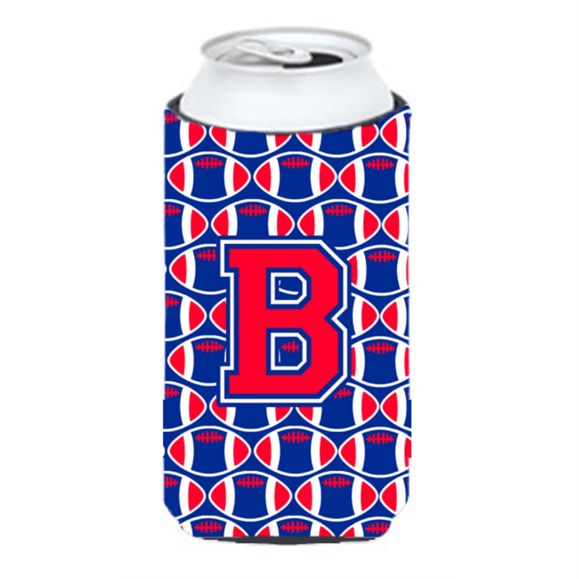 Caroline'S Treasures Cj1076-Btbc Letter B Football Harvard Crimson And Yale Blue Tall Boy Koozie Hugger, Multicolor