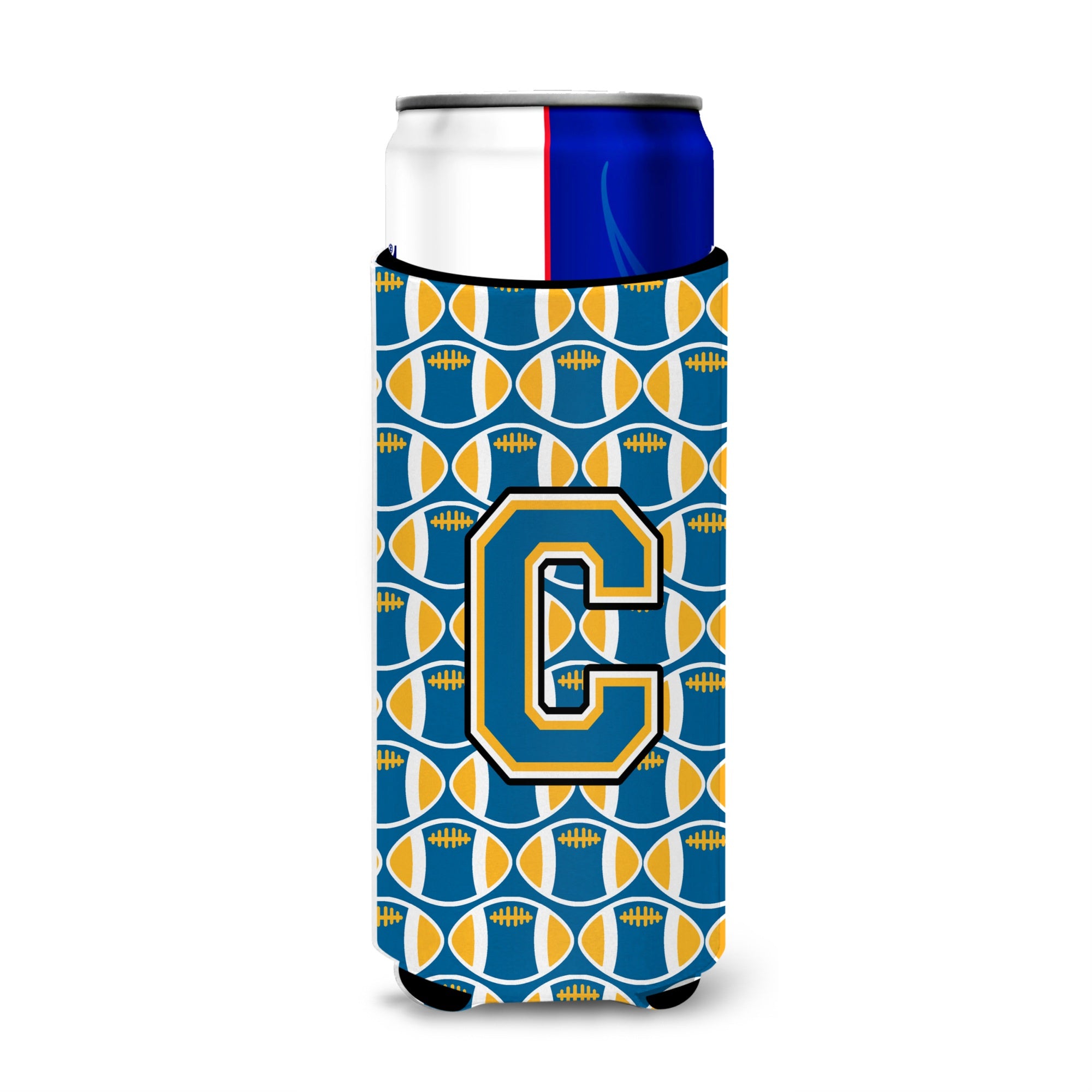 Letter C Football Blue And Gold Ultra Beverage Insulators For Slim Cans Cj1077-Cmuk
