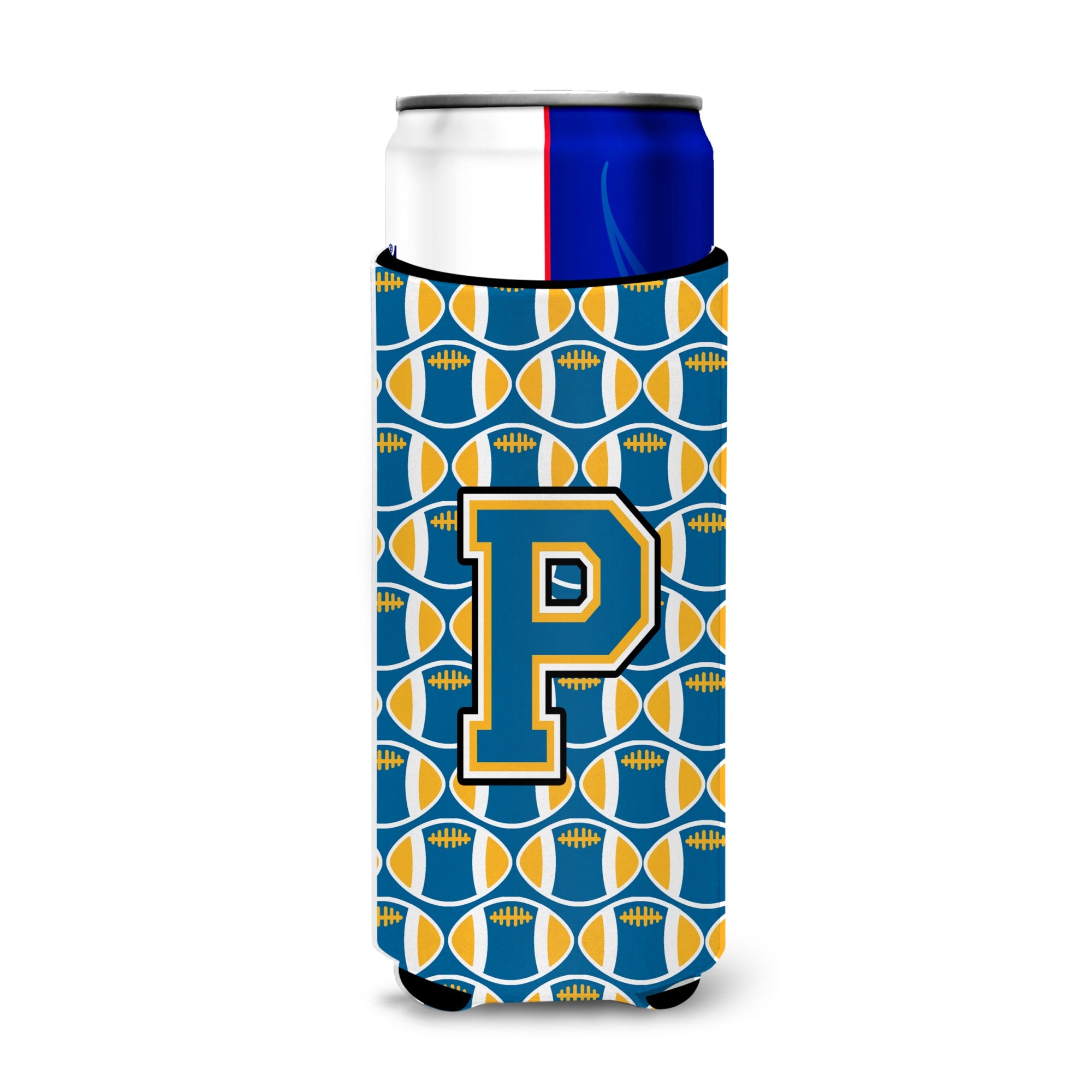 Letter P Football Blue And Gold Ultra Beverage Insulators For Slim Cans Cj1077-Pmuk