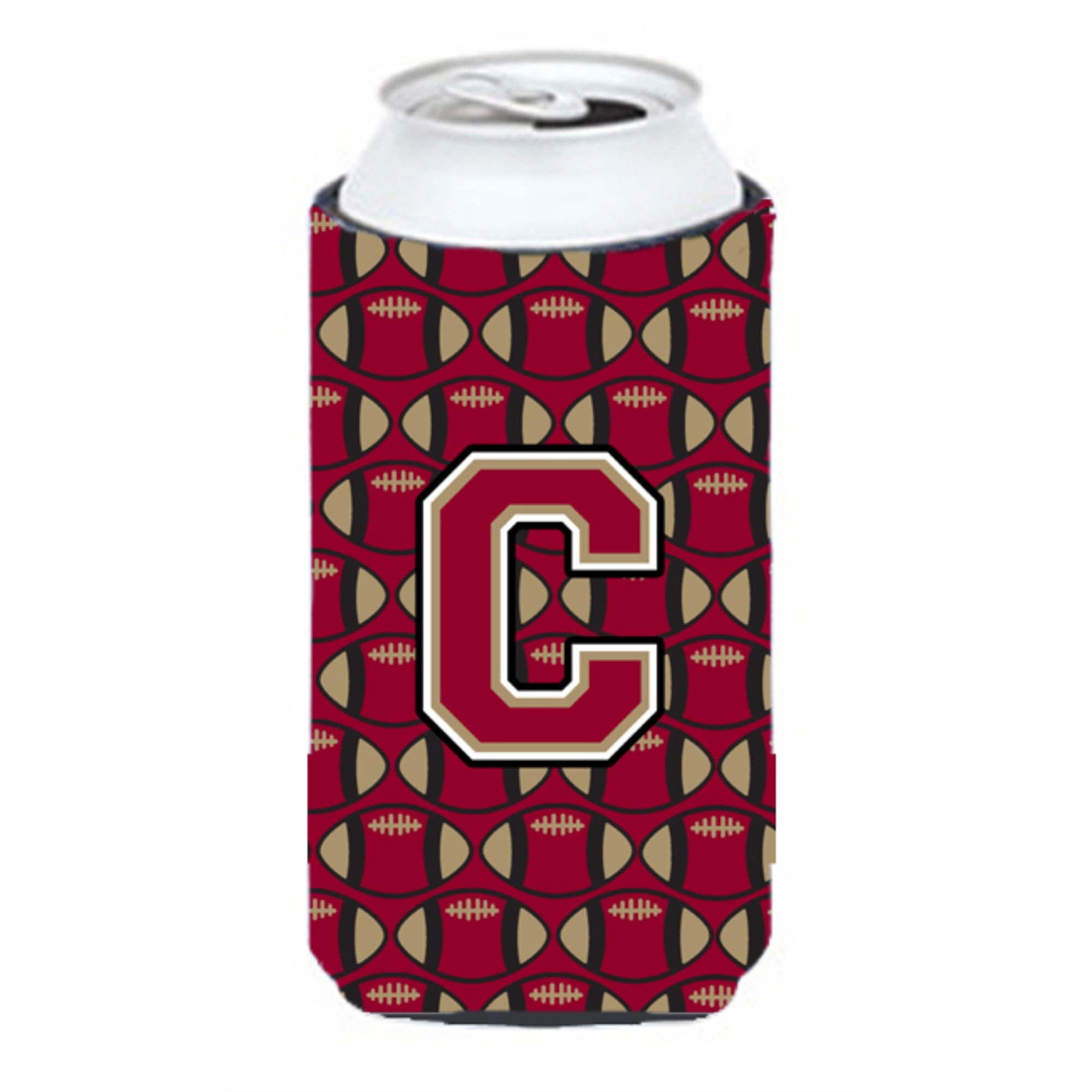 Letter C Football Garnet And Gold Tall Boy Beverage Insulator Hugger Cj1078-Ctbc