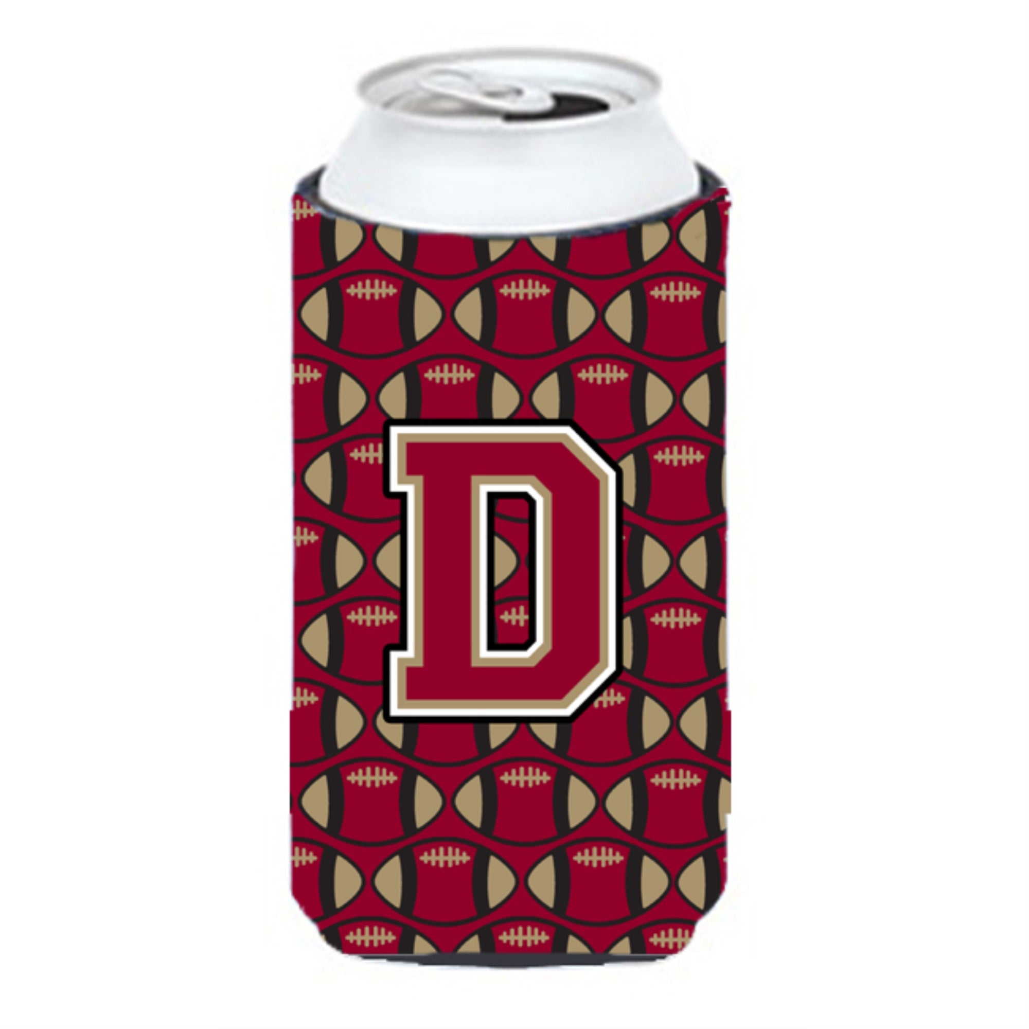 Letter D Football Garnet And Gold Tall Boy Beverage Insulator Hugger Cj1078-Dtbc