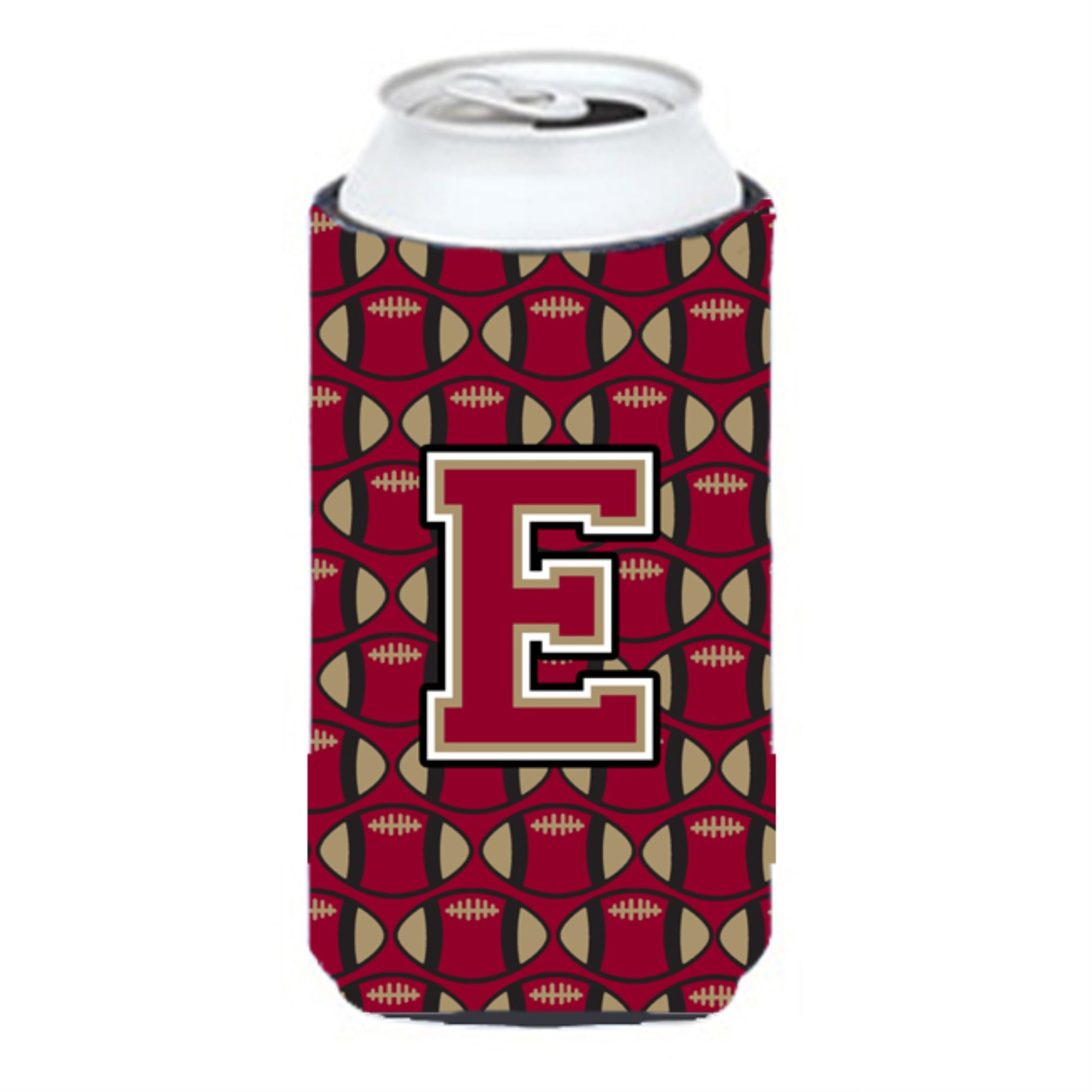 Letter E Football Garnet And Gold Tall Boy Beverage Insulator Hugger Cj1078-Etbc