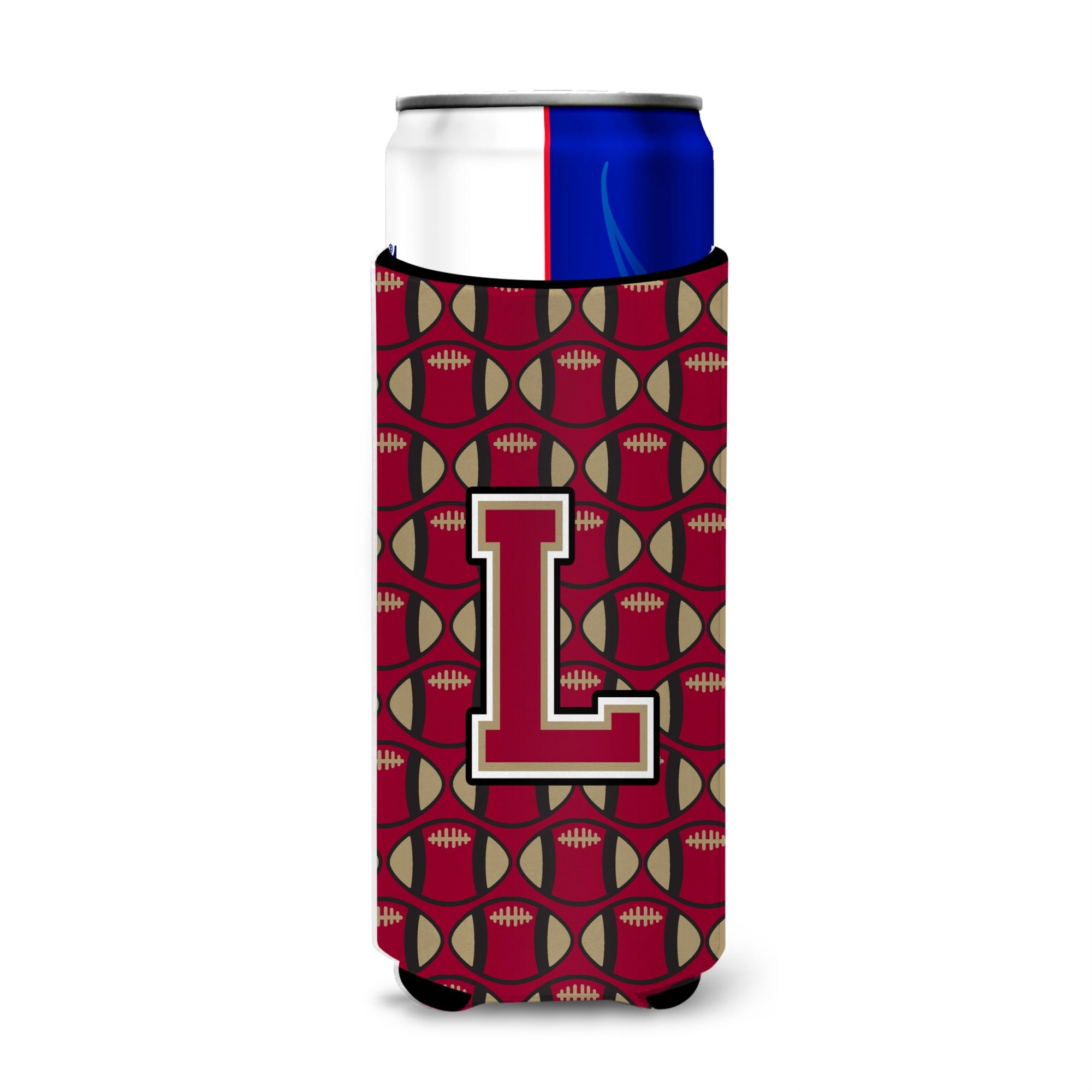 Letter L Football Garnet And Gold Ultra Beverage Insulators For Slim Cans Cj1078-Lmuk