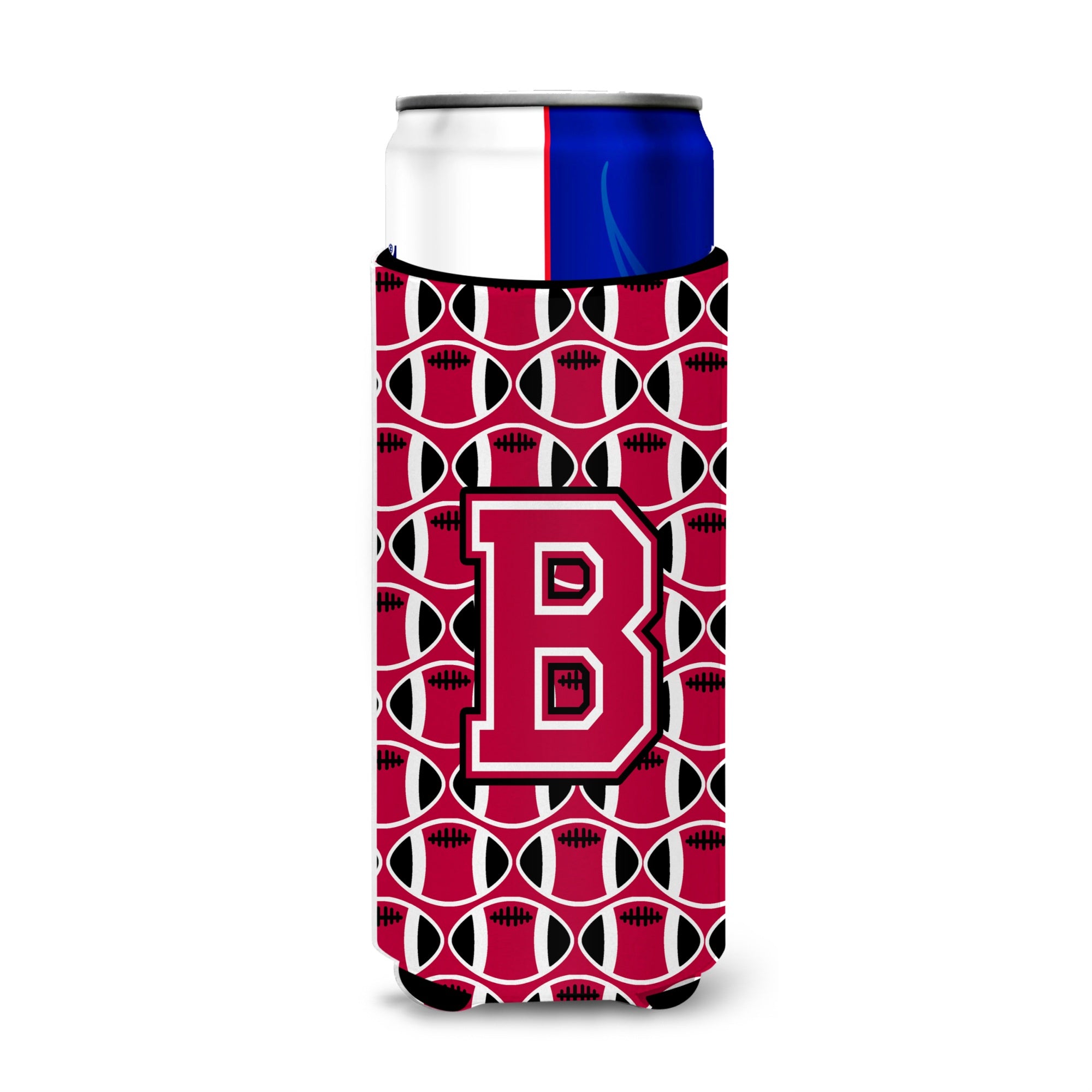 Letter B Football Crimson And White Ultra Beverage Insulators For Slim Cans Cj1079-Bmuk