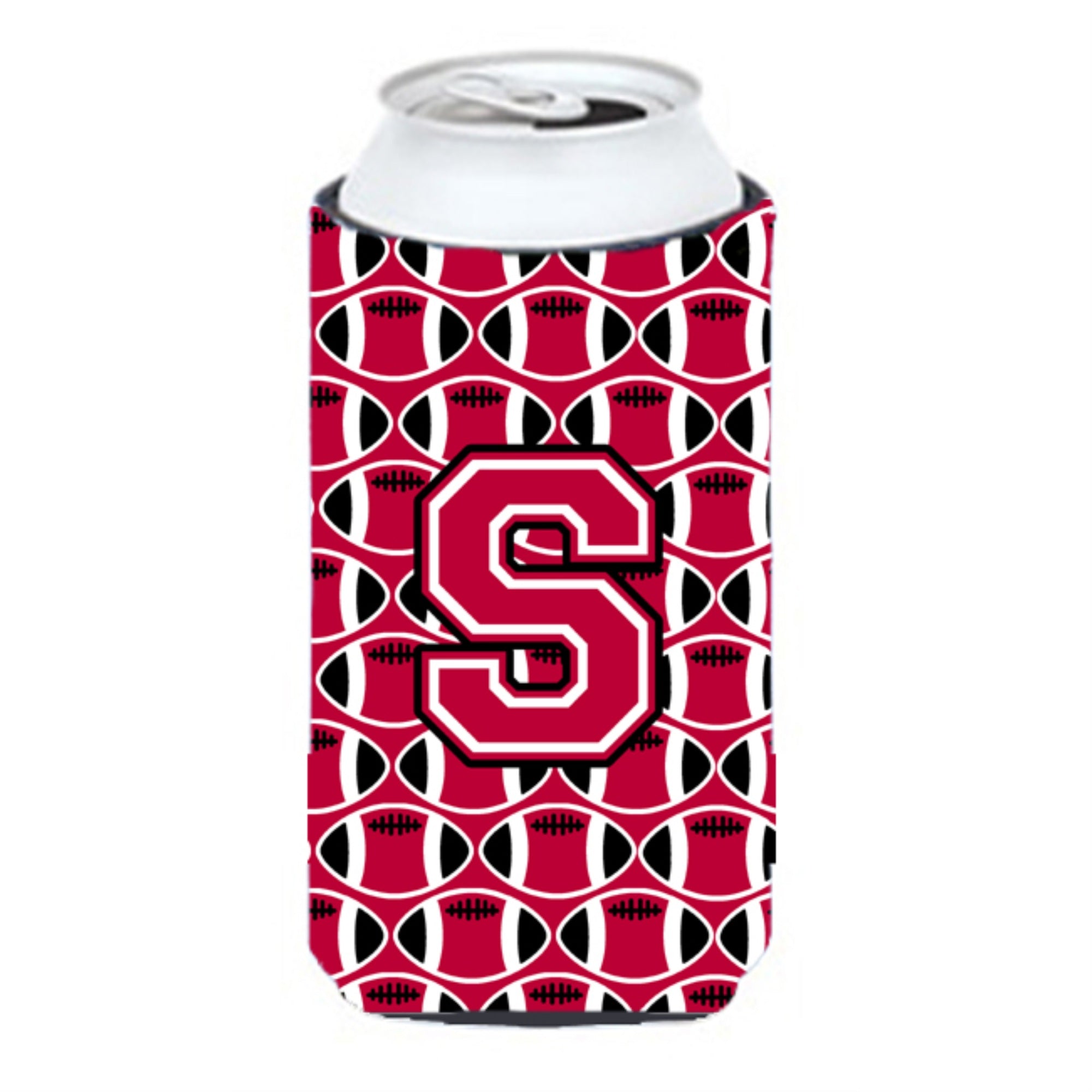 Letter S Football Crimson And White Tall Boy Beverage Insulator Hugger Cj1079-Stbc