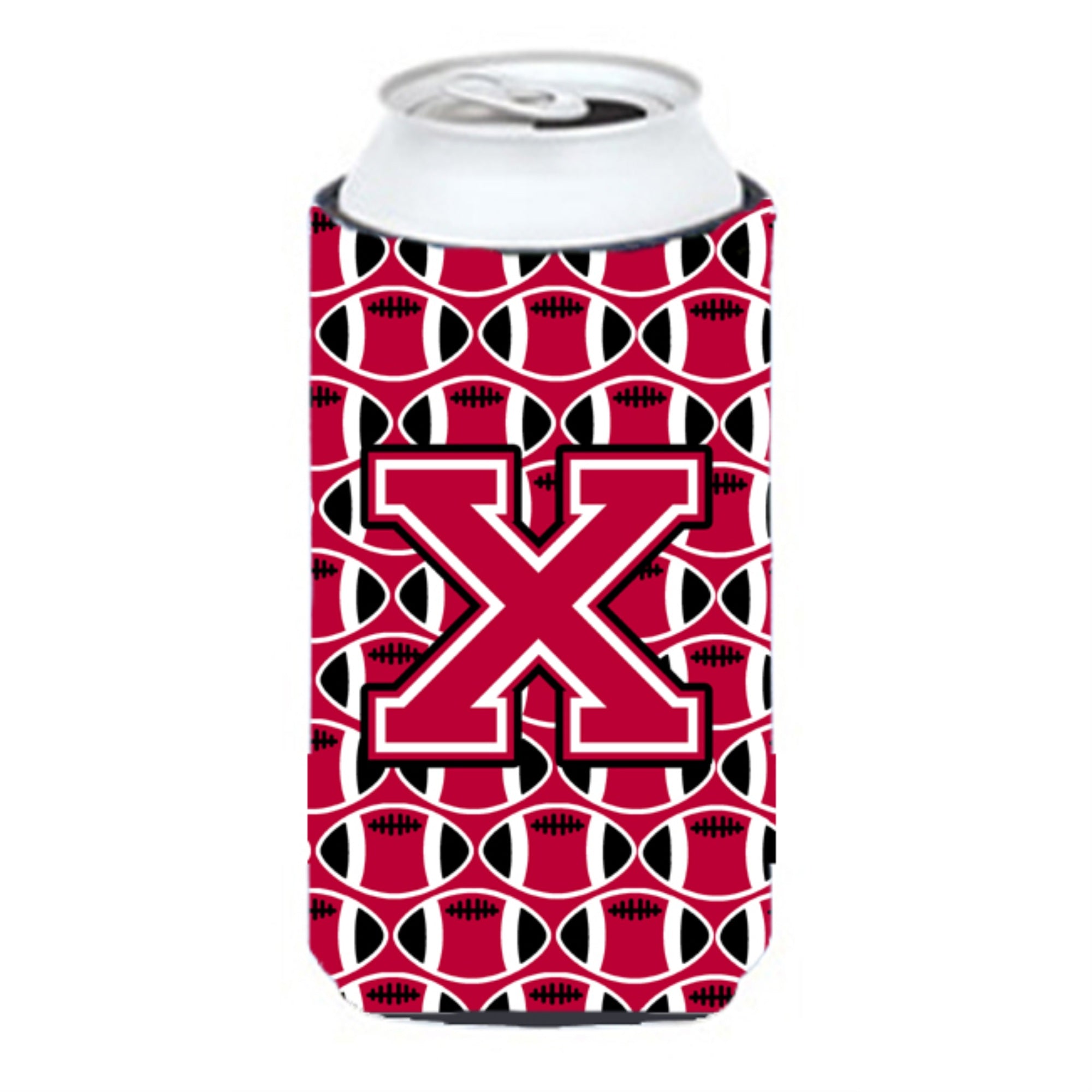 Letter X Football Crimson And White Tall Boy Beverage Insulator Hugger Cj1079-Xtbc