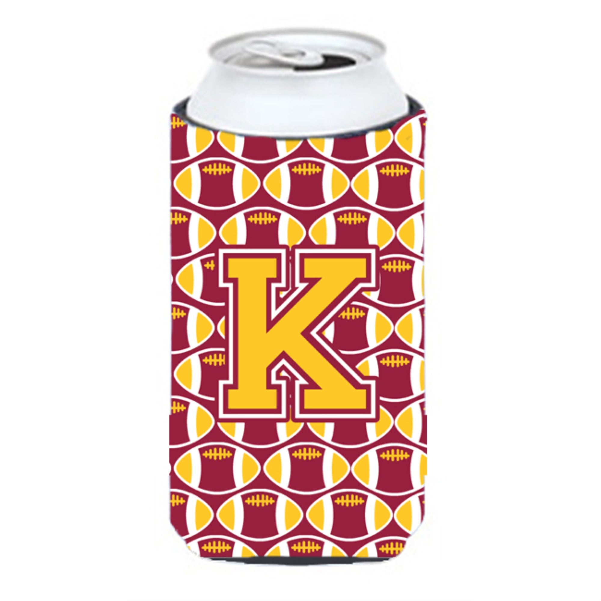 Letter K Football Maroon And Gold Tall Boy Beverage Insulator Hugger Cj1081-Ktbc