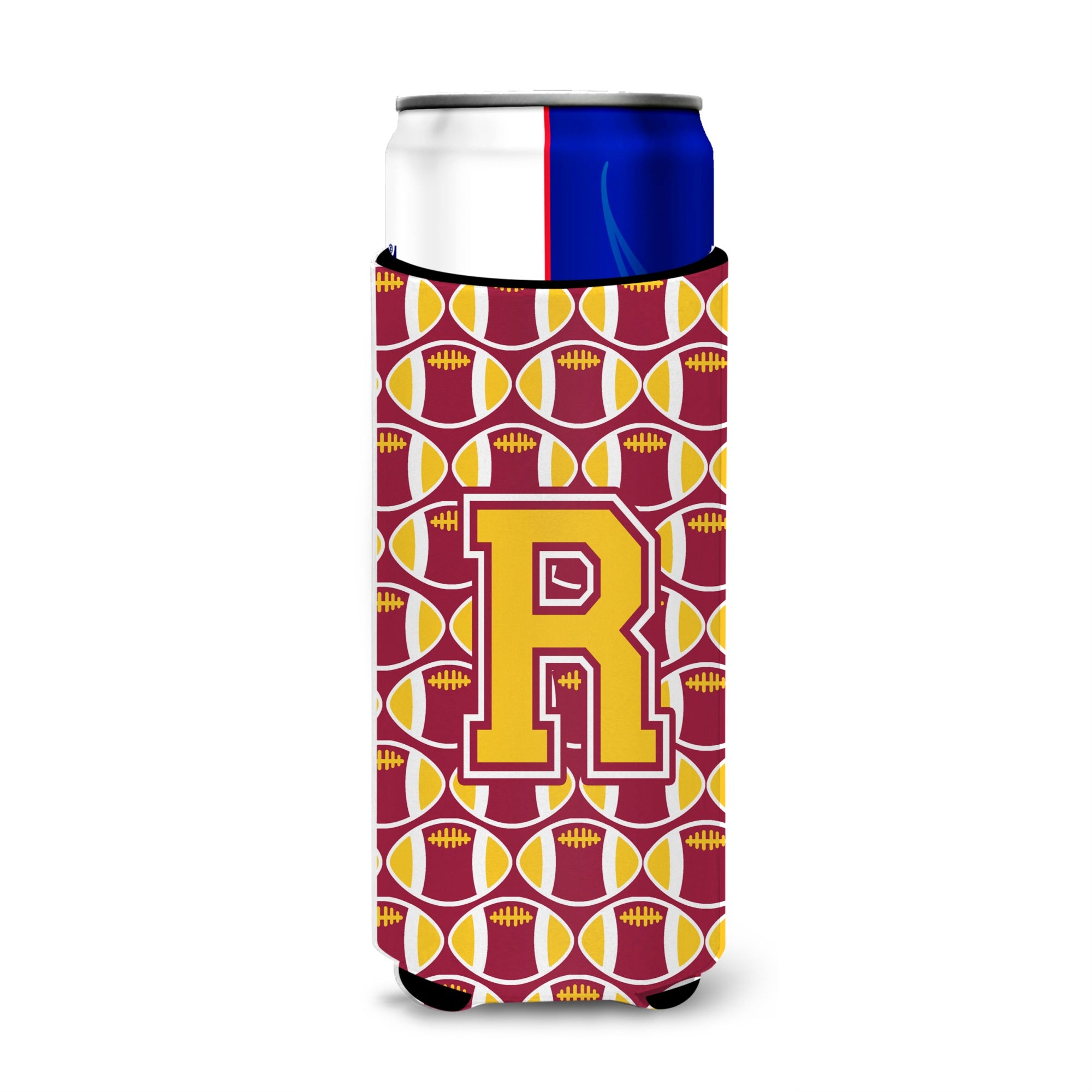 Letter R Football Maroon And Gold Ultra Beverage Insulators For Slim Cans Cj1081-Rmuk