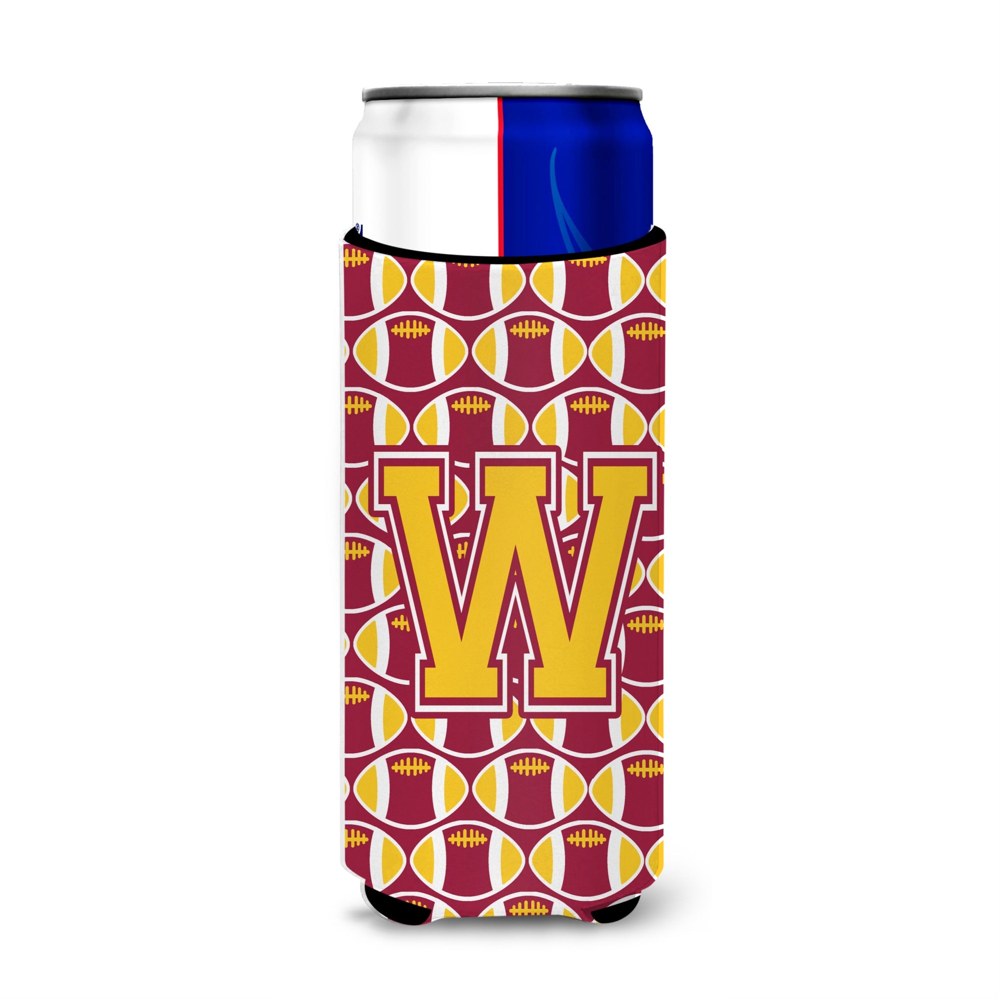 Letter W Football Maroon And Gold Ultra Beverage Insulators For Slim Cans Cj1081-Wmuk