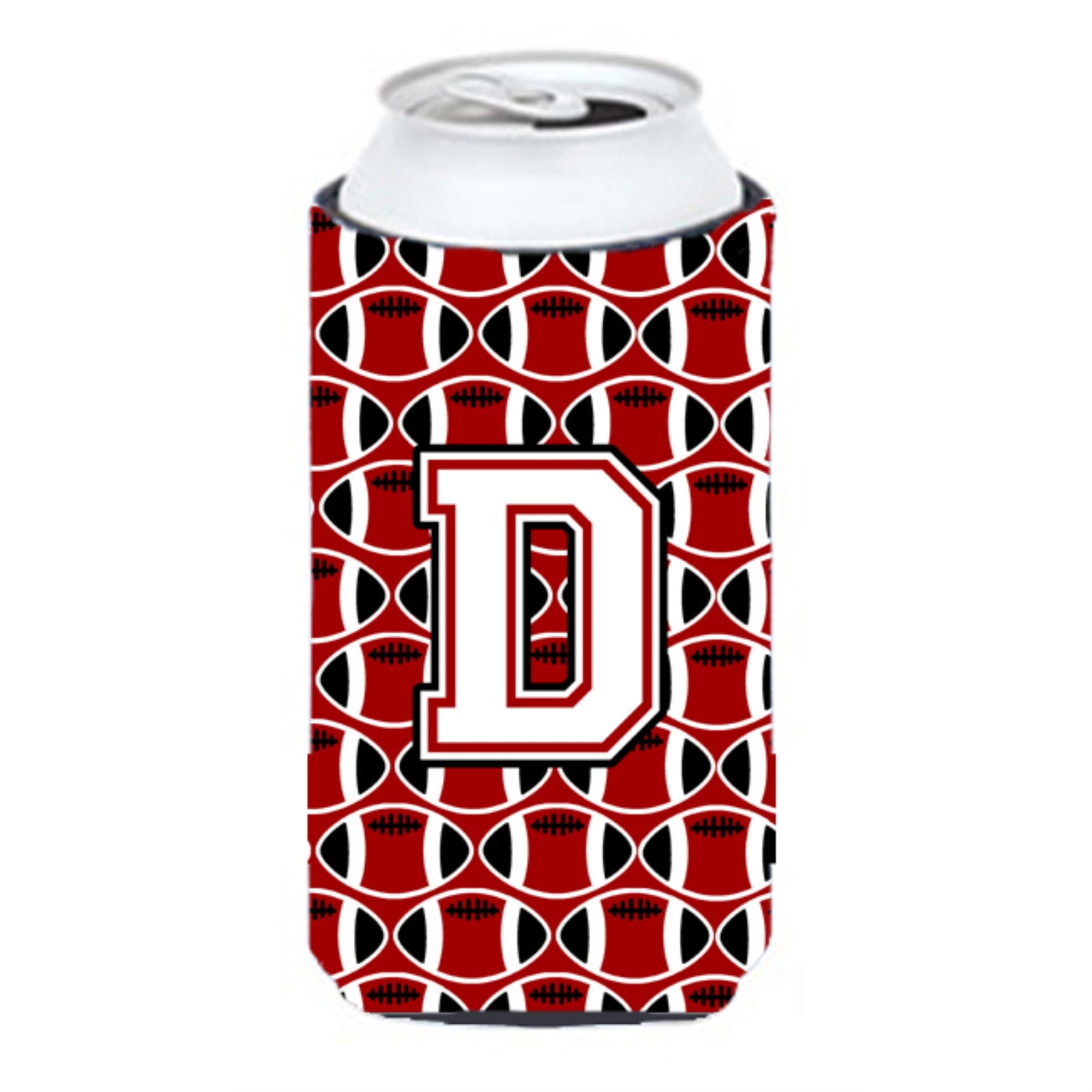 Letter D Football Cardinal And White Tall Boy Beverage Insulator Hugger Cj1082-Dtbc