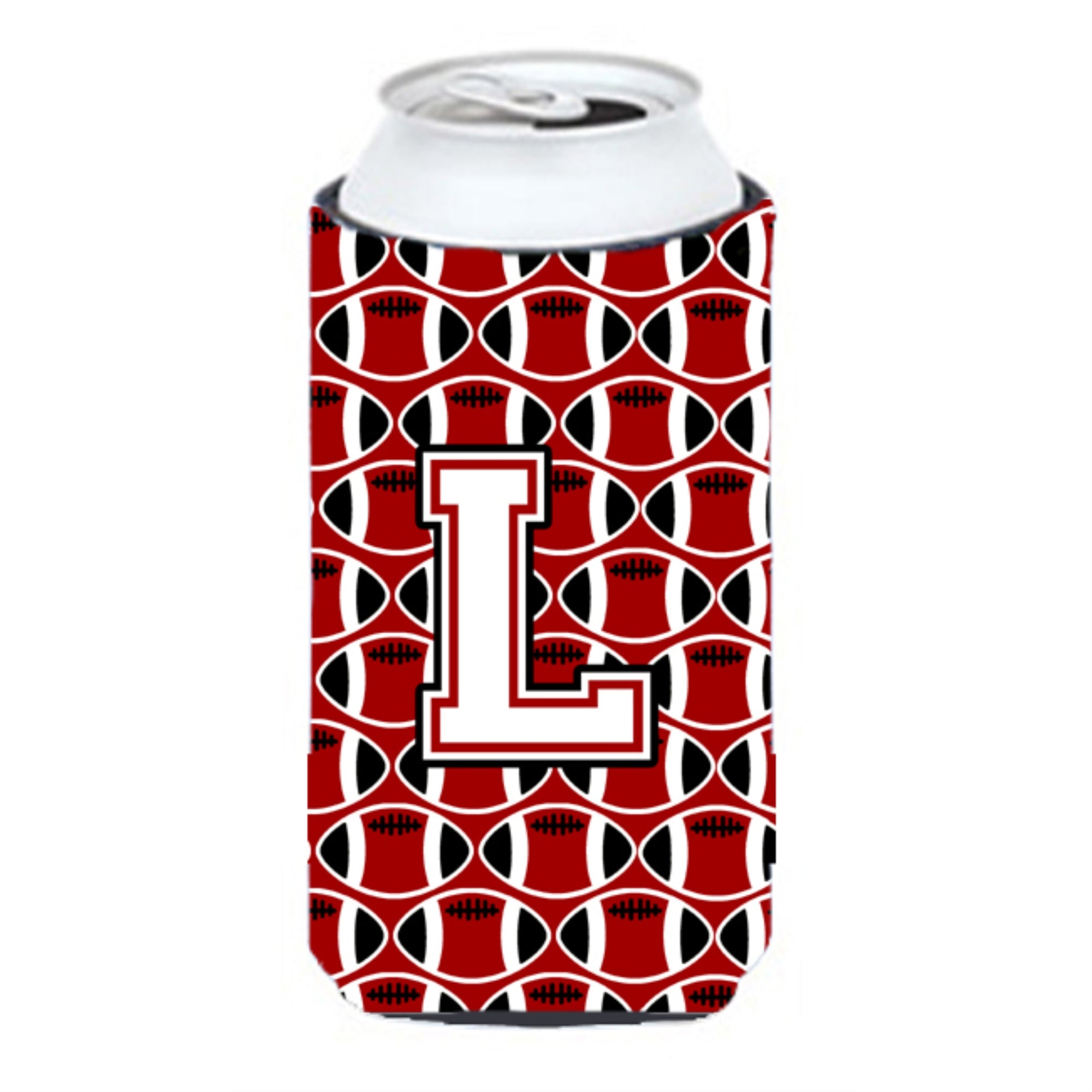 Letter L Football Cardinal And White Tall Boy Beverage Insulator Hugger Cj1082-Ltbc