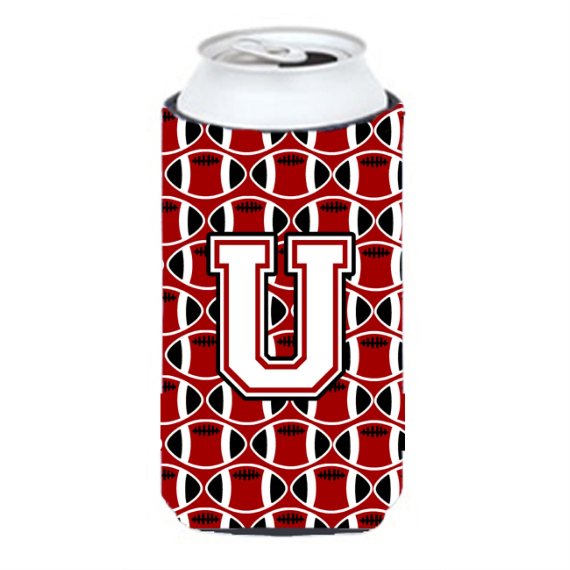 Letter U Football Cardinal And White Tall Boy Beverage Insulator Hugger Cj1082-Utbc