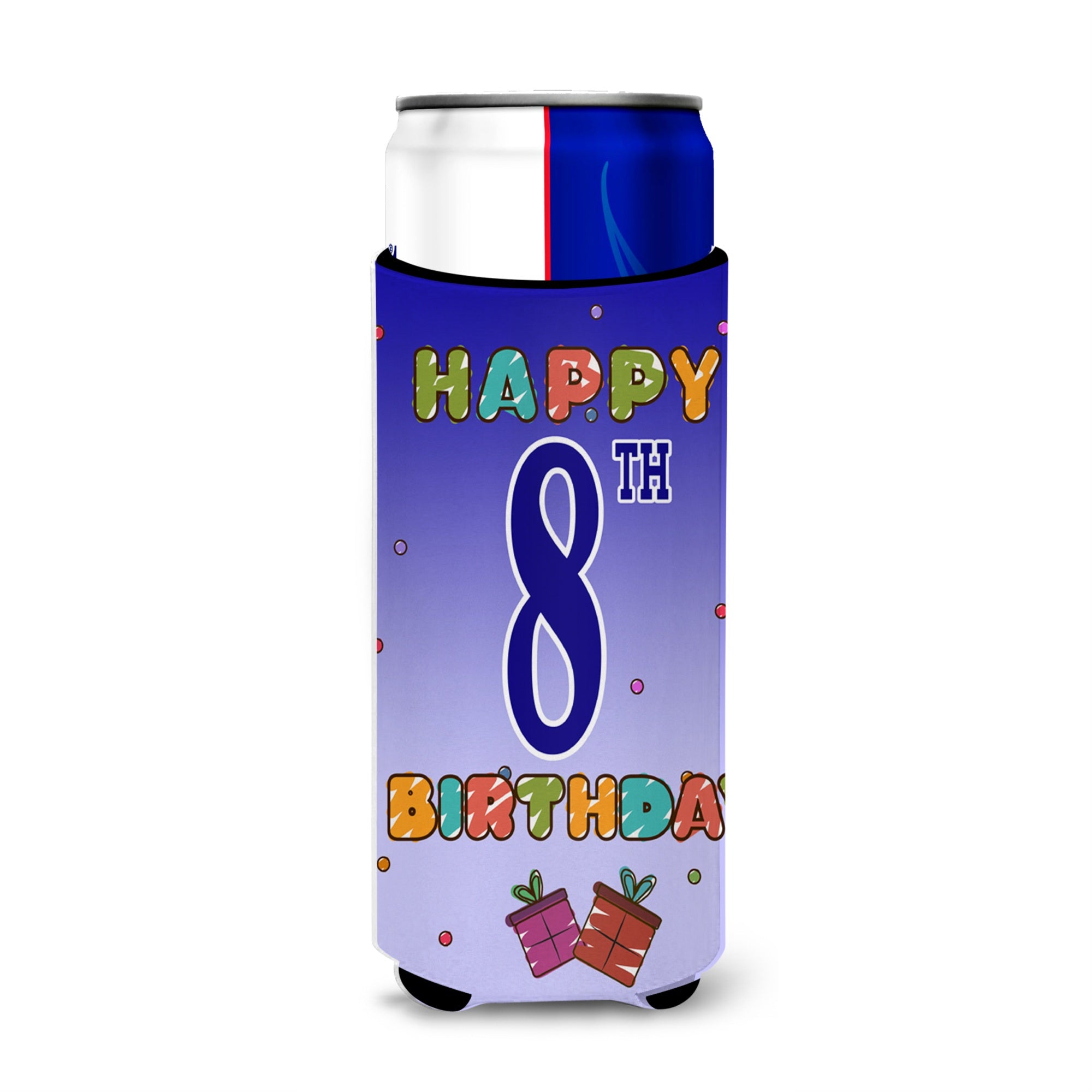Happy 8Th Birthday Ultra Beverage Insulators For Slim Cans Cj1099Muk