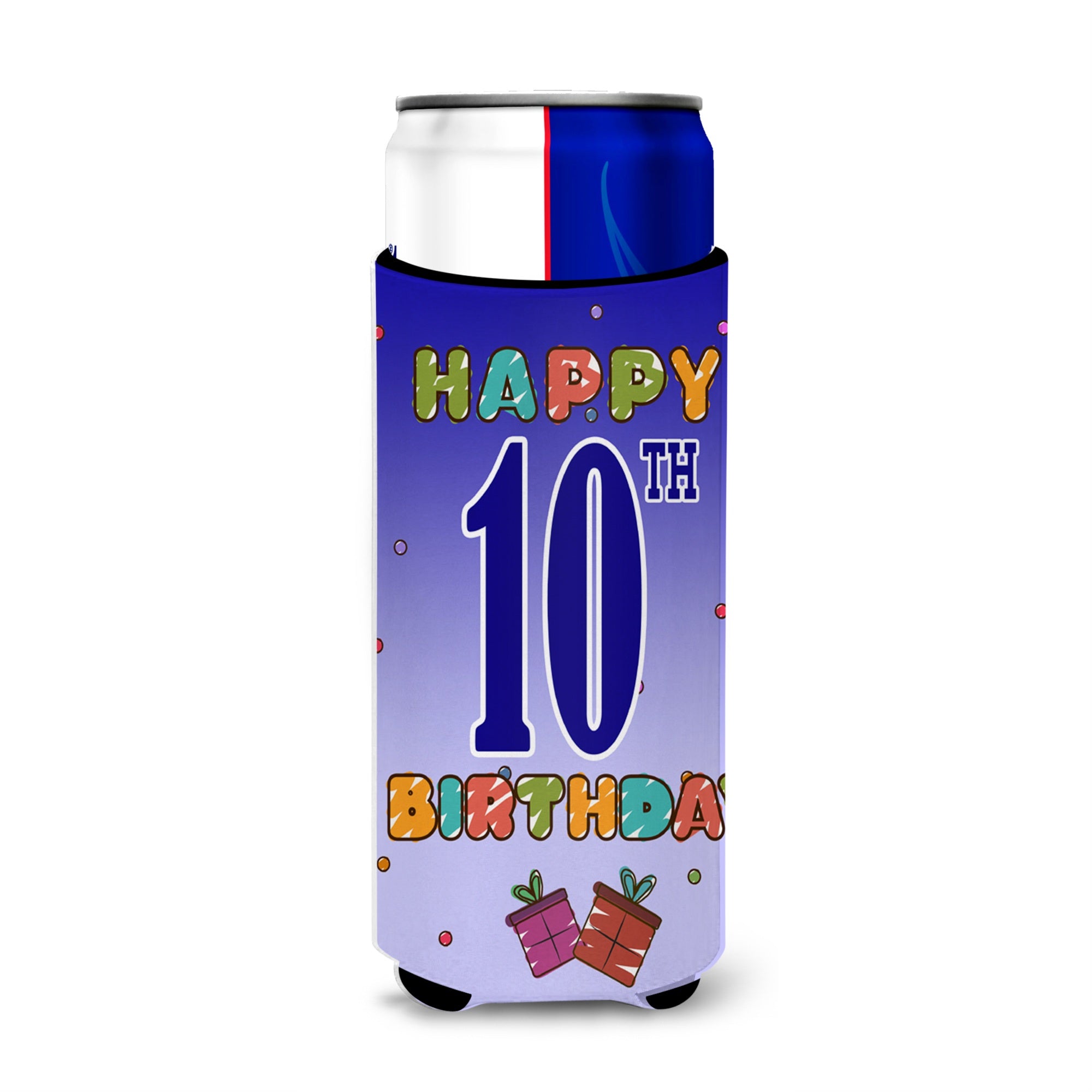 Happy 10Th Birthday Ultra Beverage Insulators For Slim Cans Cj1101Muk