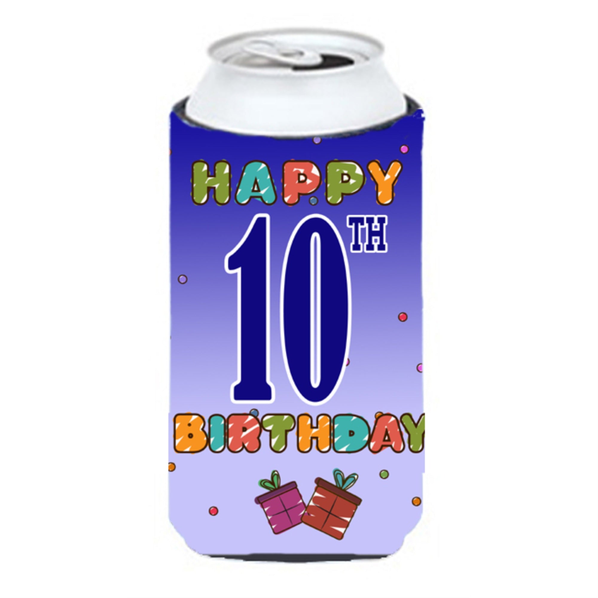Happy 10Th Birthday Tall Boy Beverage Insulator Hugger Cj1101Tbc