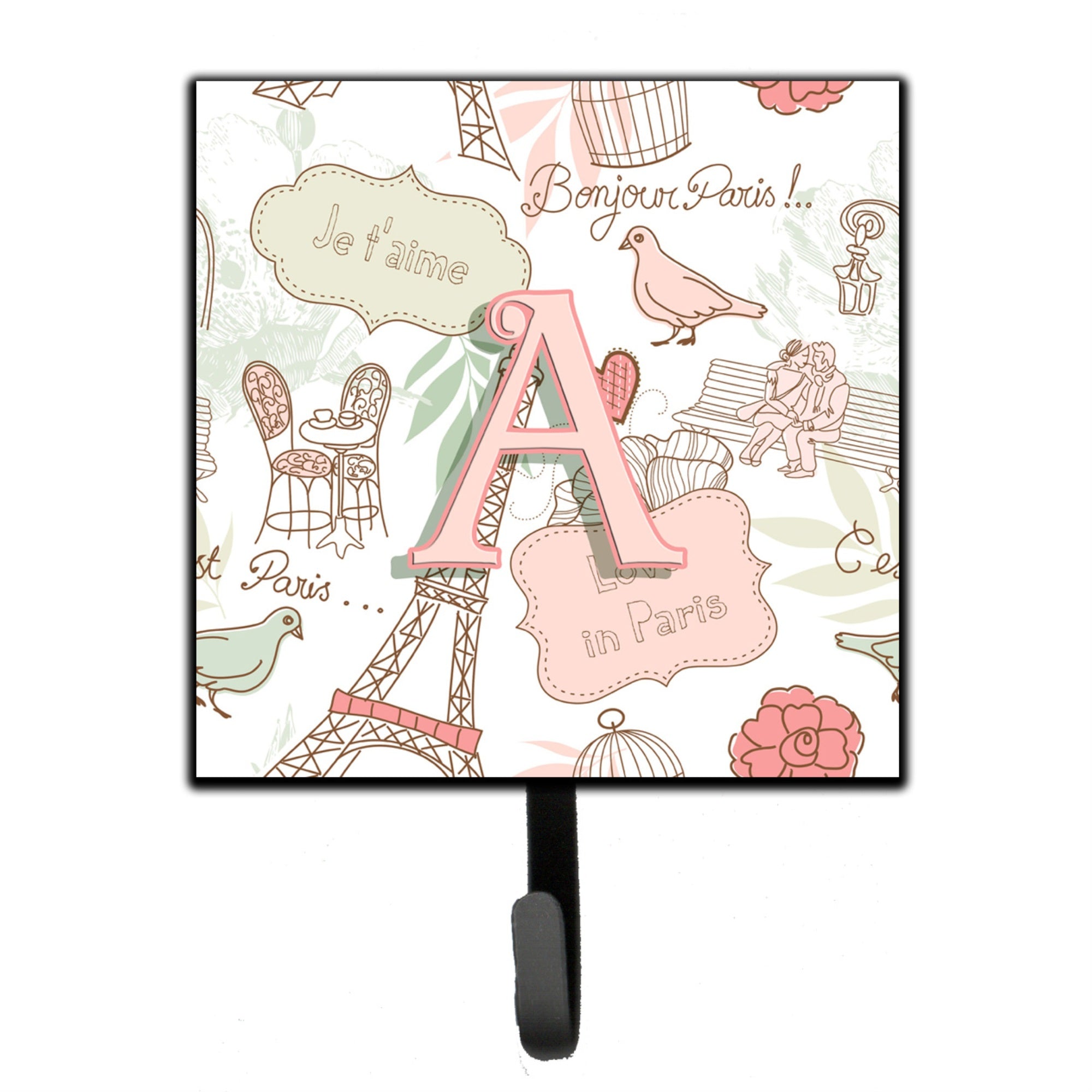 Caroline'S Treasures Cj2002-Ash4 Letter A Love In Paris Pink Leash Or Key Holder, Small, Multicolor