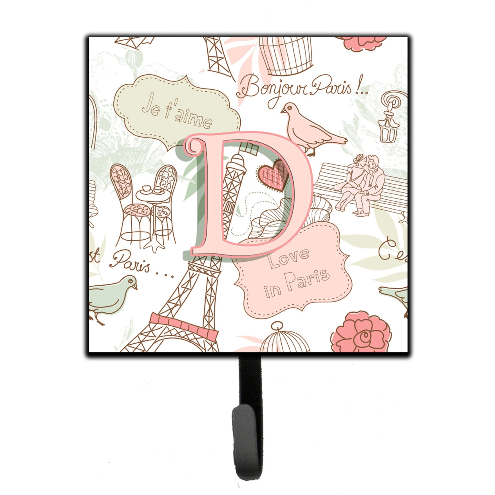 Caroline'S Treasures Cj2002-Dsh4 Letter D Love In Paris Pink Leash Or Key Holder, Small, Multicolor
