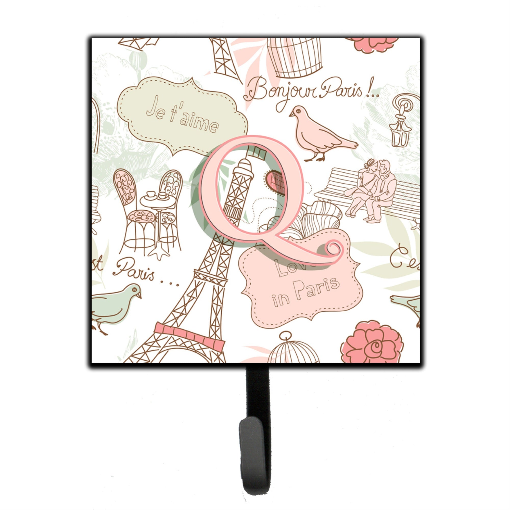 Caroline'S Treasures Cj2002-Qsh4 Letter Q Love In Paris Pink Leash Or Key Holder, Small, Multicolor