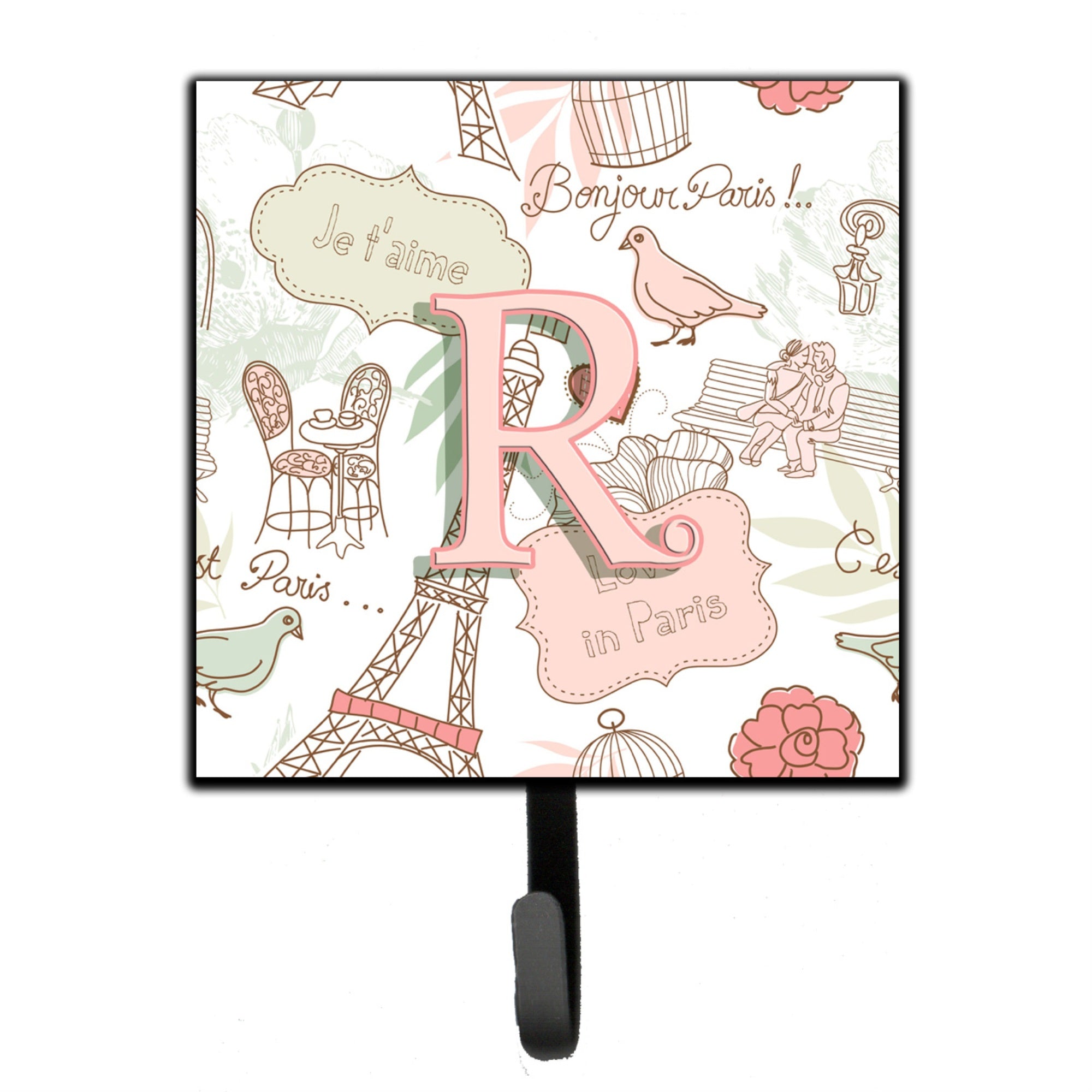 Caroline'S Treasures Cj2002-Rsh4 Letter R Love In Paris Pink Leash Or Key Holder, Small, Multicolor