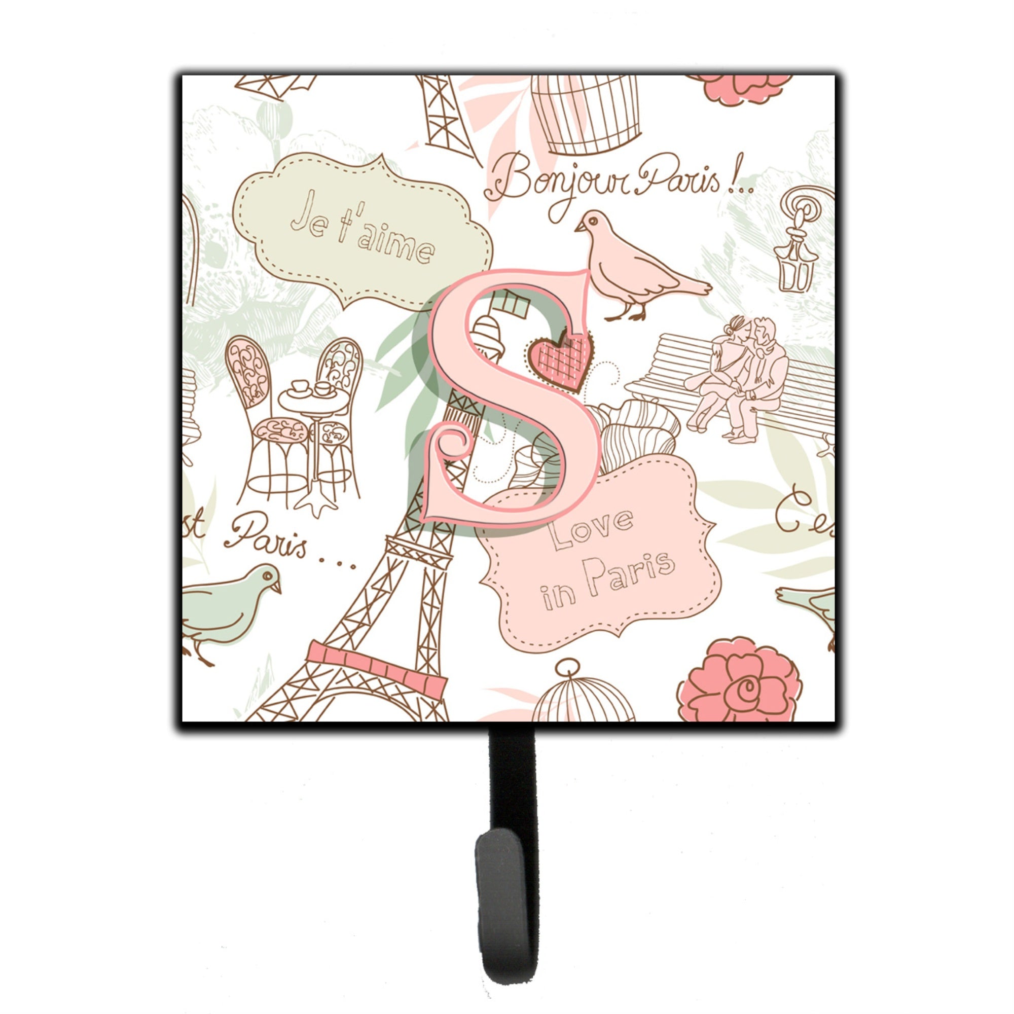 Caroline'S Treasures Cj2002-Ssh4 Letter S Love In Paris Pink Leash Or Key Holder, Small, Multicolor