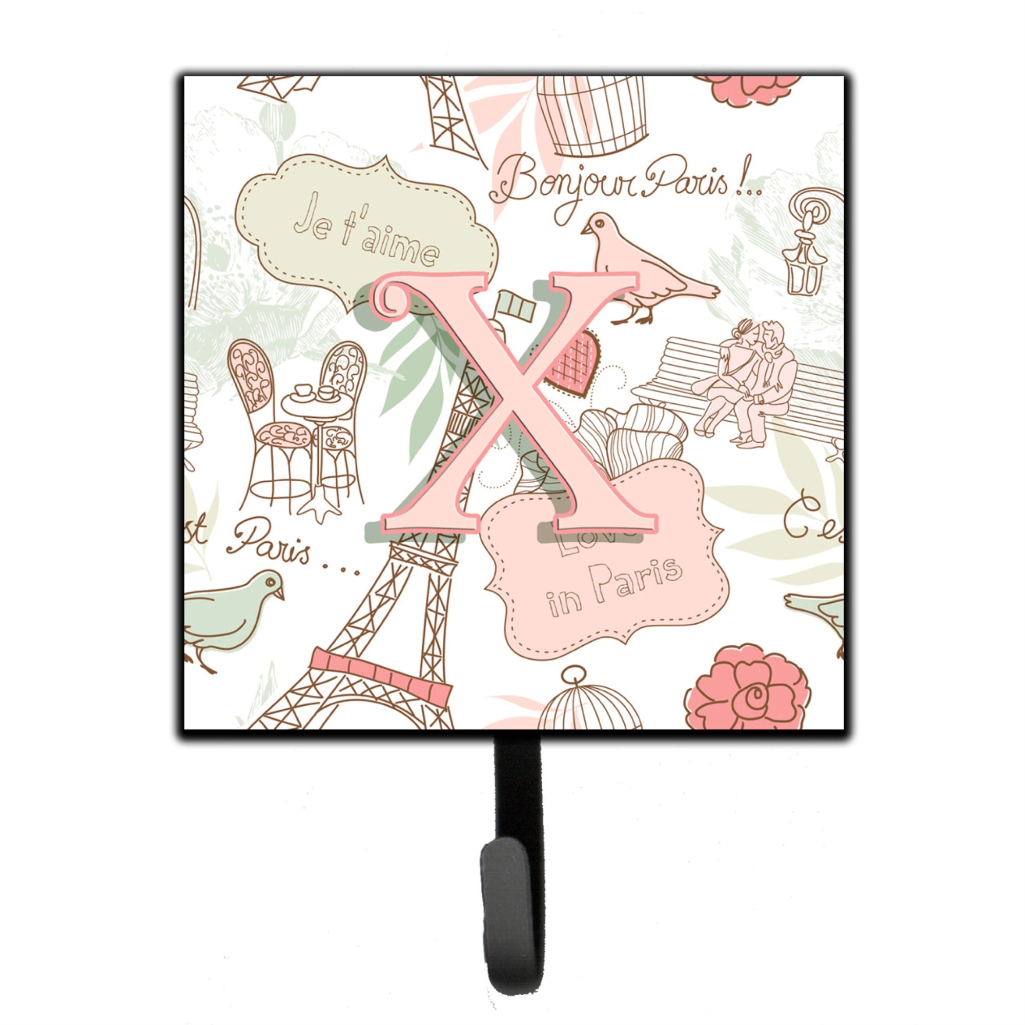 Caroline'S Treasures Cj2002-Xsh4 Letter X Love In Paris Pink Leash Or Key Holder, Small, Multicolor