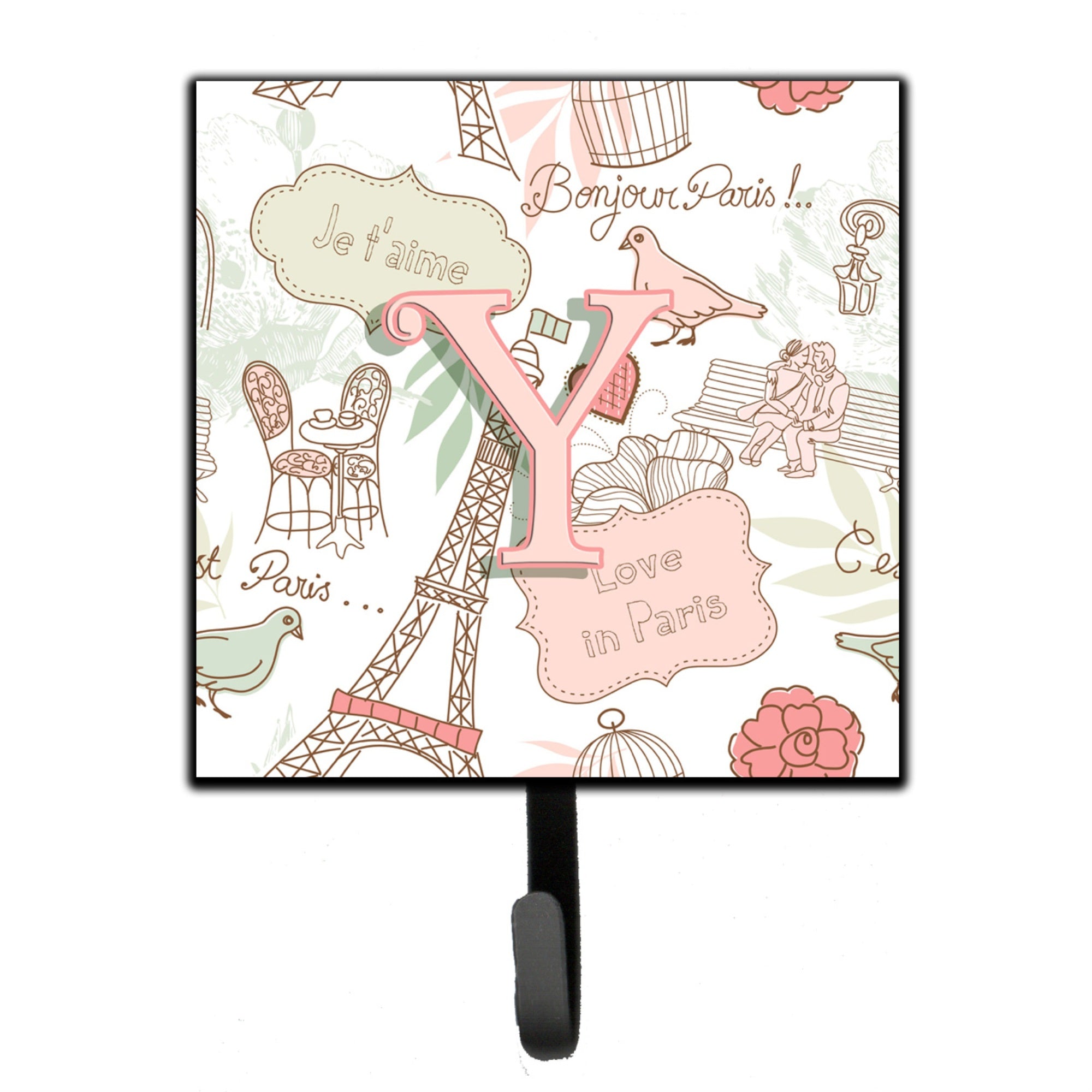 Caroline'S Treasures Cj2002-Ysh4 Letter Y Love In Paris Pink Leash Or Key Holder, Small, Multicolor