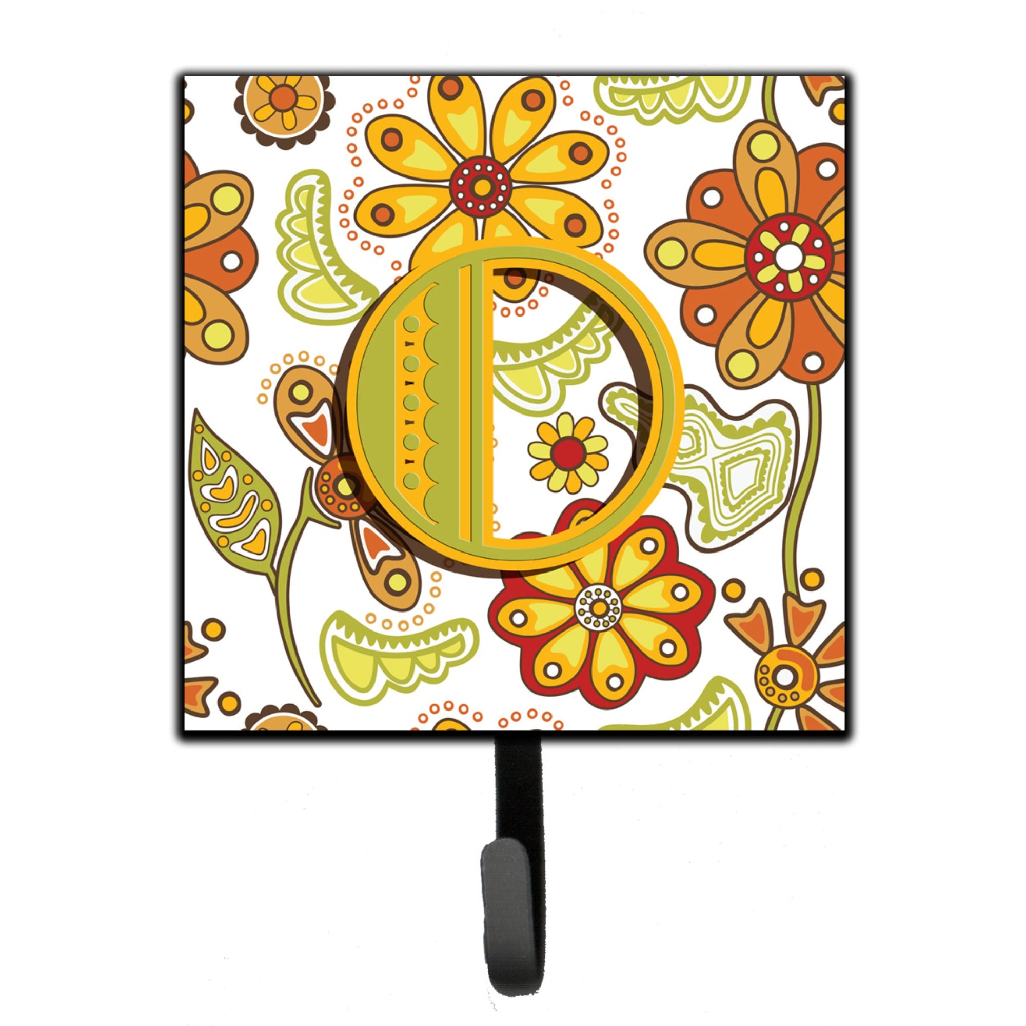 Caroline'S Treasures Cj2003-Osh4 Letter O Floral Mustard And Green Leash Or Key Holder, Small, Multicolor