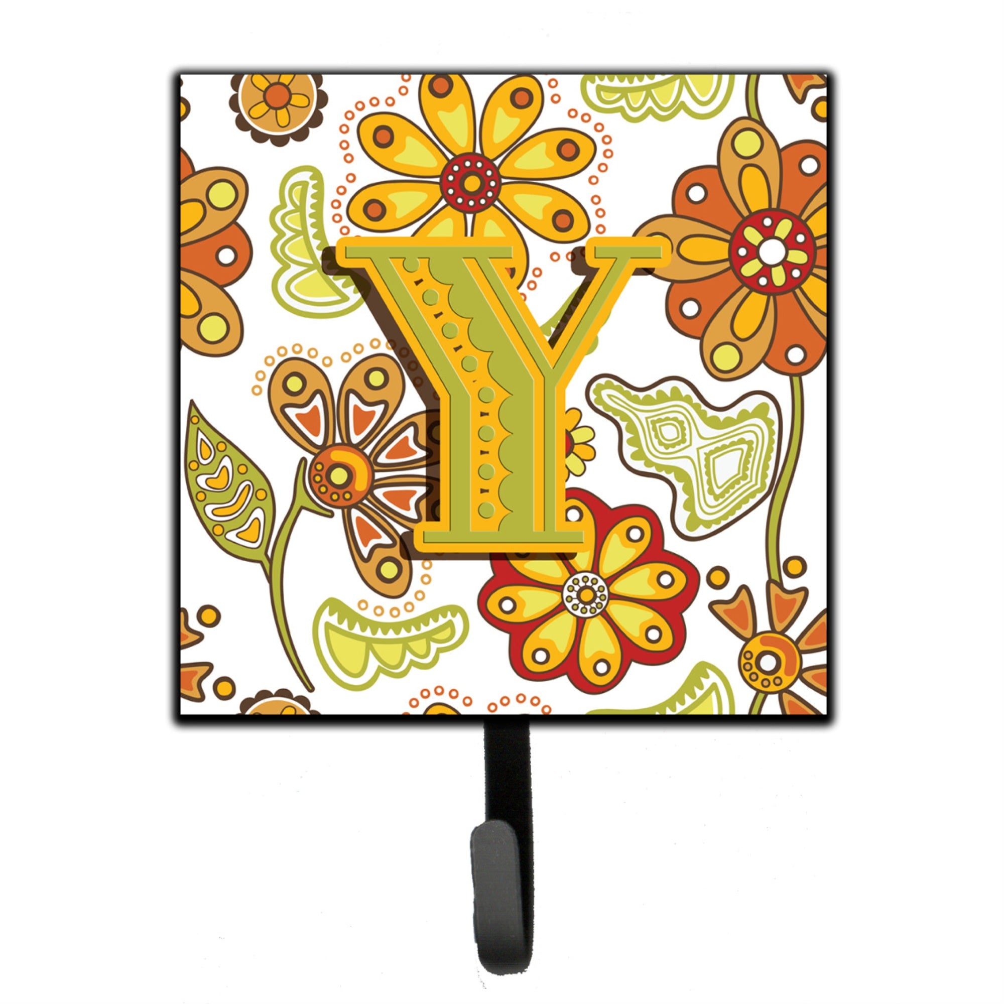 Caroline'S Treasures Cj2003-Ysh4 Letter Y Floral Mustard And Green Leash Or Key Holder, Small, Multicolor