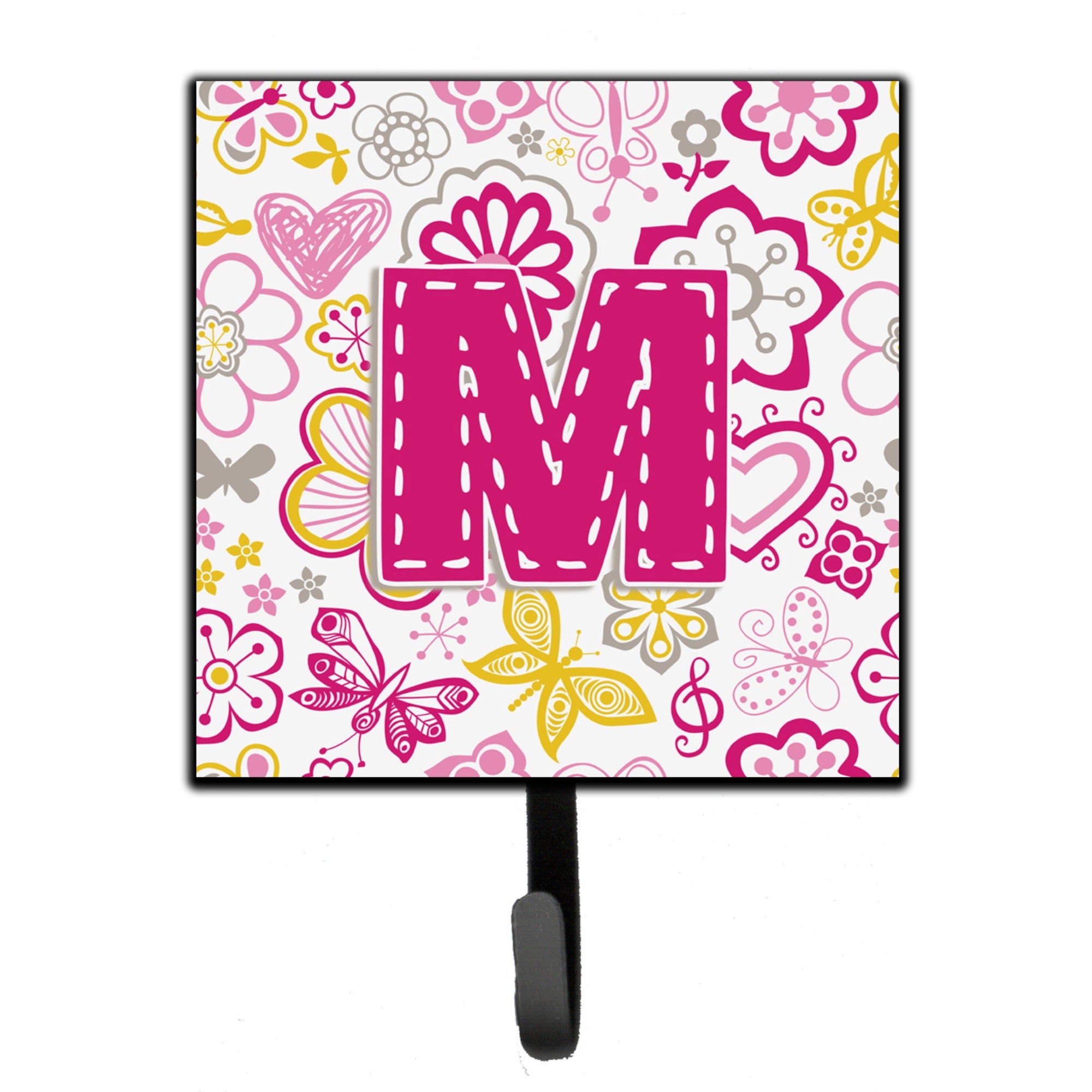 Caroline'S Treasures Cj2005-Msh4 Letter M Flowers And Butterflies Pink Leash Or Key Holder, Small, Multicolor