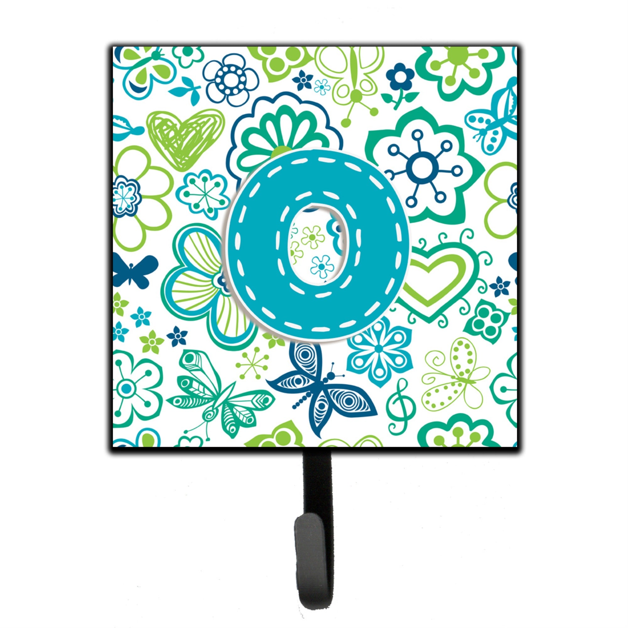 Caroline'S Treasures Cj2006-Osh4 Letter O Flowers And Butterflies Teal Blue Leash Or Key Holder, Small, Multicolor