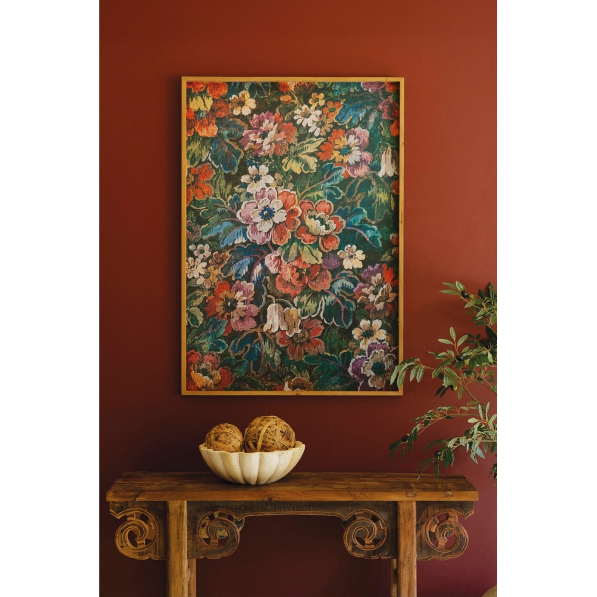 WOOD FRAMED PRINTED  PAPER - FLORAL