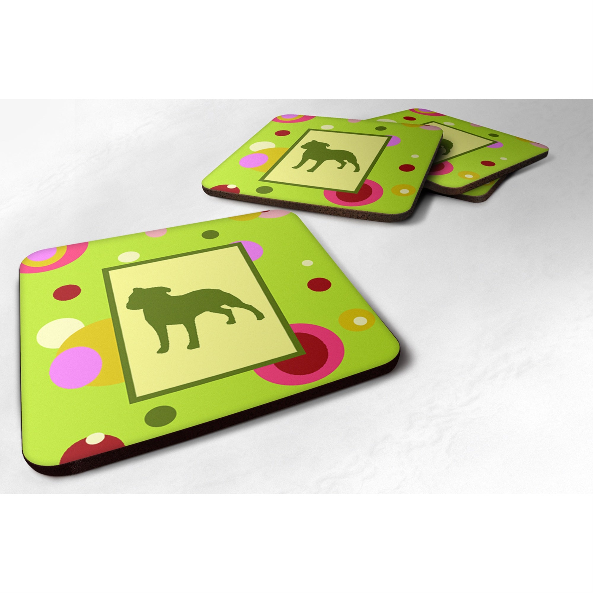 Caroline'S Treasures Ck1060Fc Staffie Foam Coasters (Set Of 4), 3.5 H X 3.5 W, Multicolor