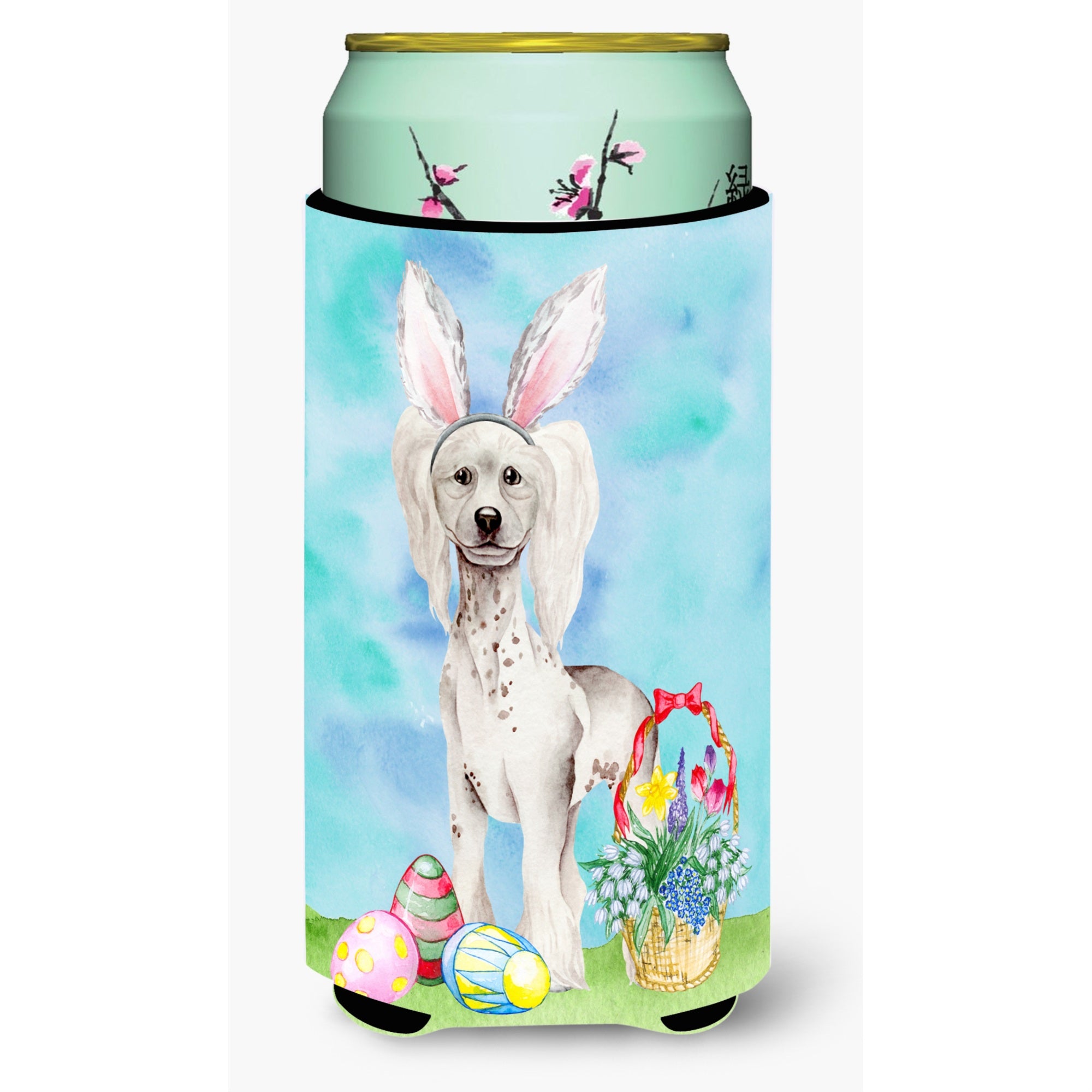 Caroline'S Treasures Chinese Crested Easter Bunny Decorative Can Hugger, Tall Boy, Multicolor