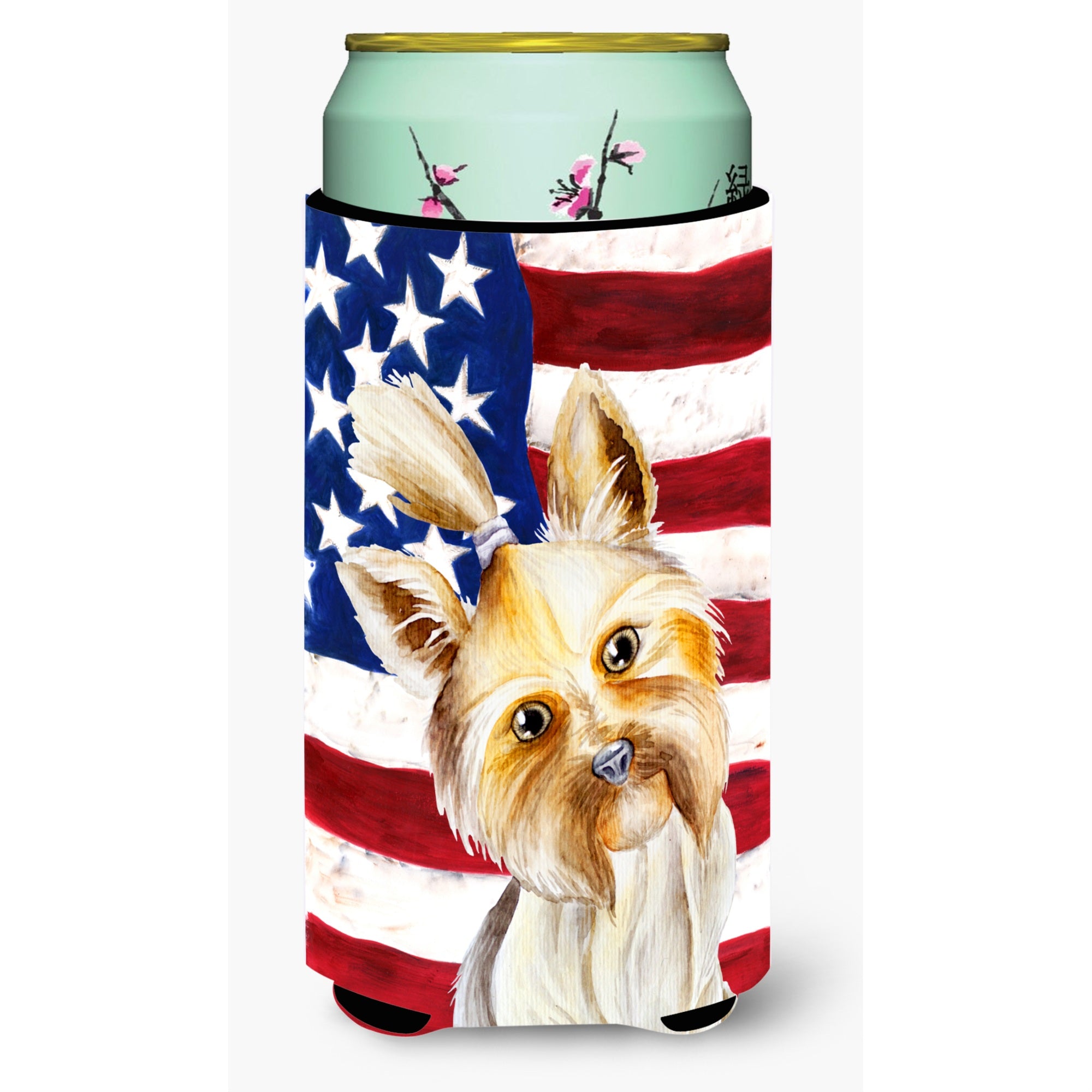 Caroline'S Treasures Yorkie Yorkshire Terrier Patriotic Decorative Can Hugger, Tall Boy, Multicolor