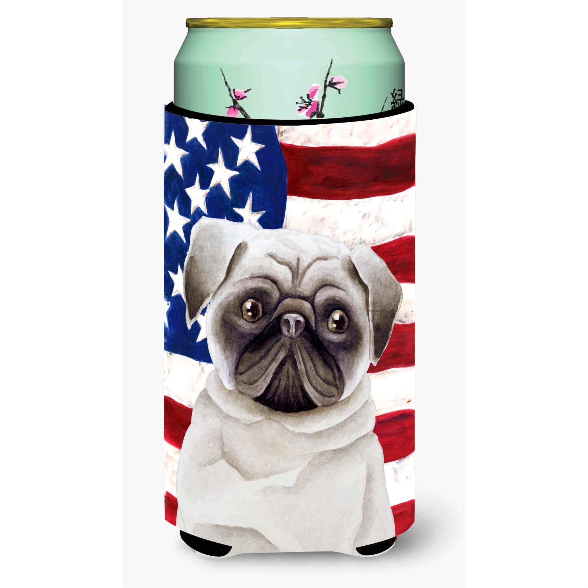 Caroline'S Treasures Pug Patriotic Decorative Can Hugger, Tall Boy, Multicolor